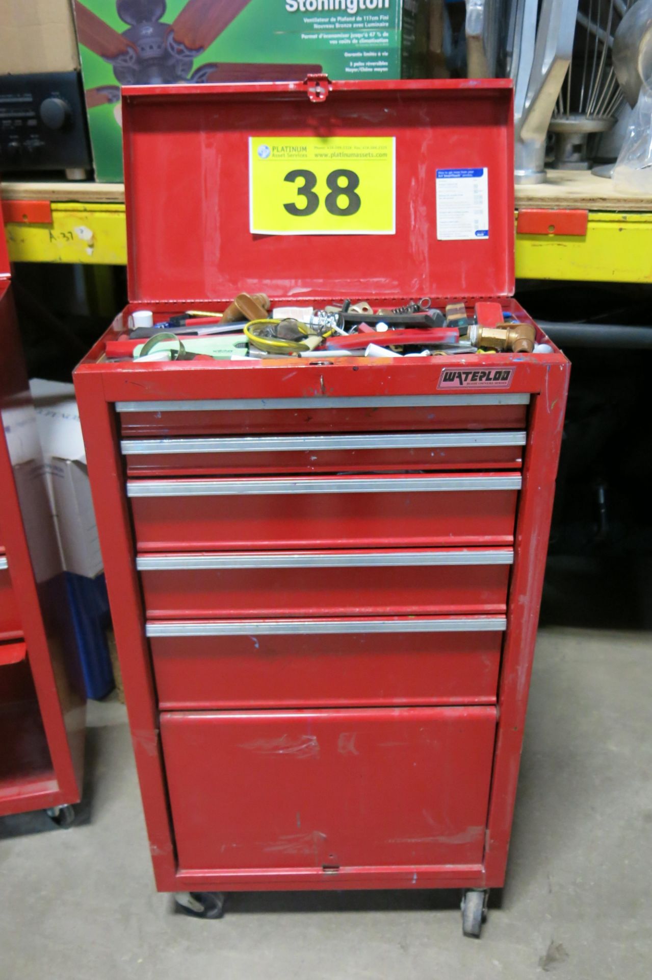 WATERLOO, SHOP SERIES, RED, TOOL CABINET WITH CONTENTS