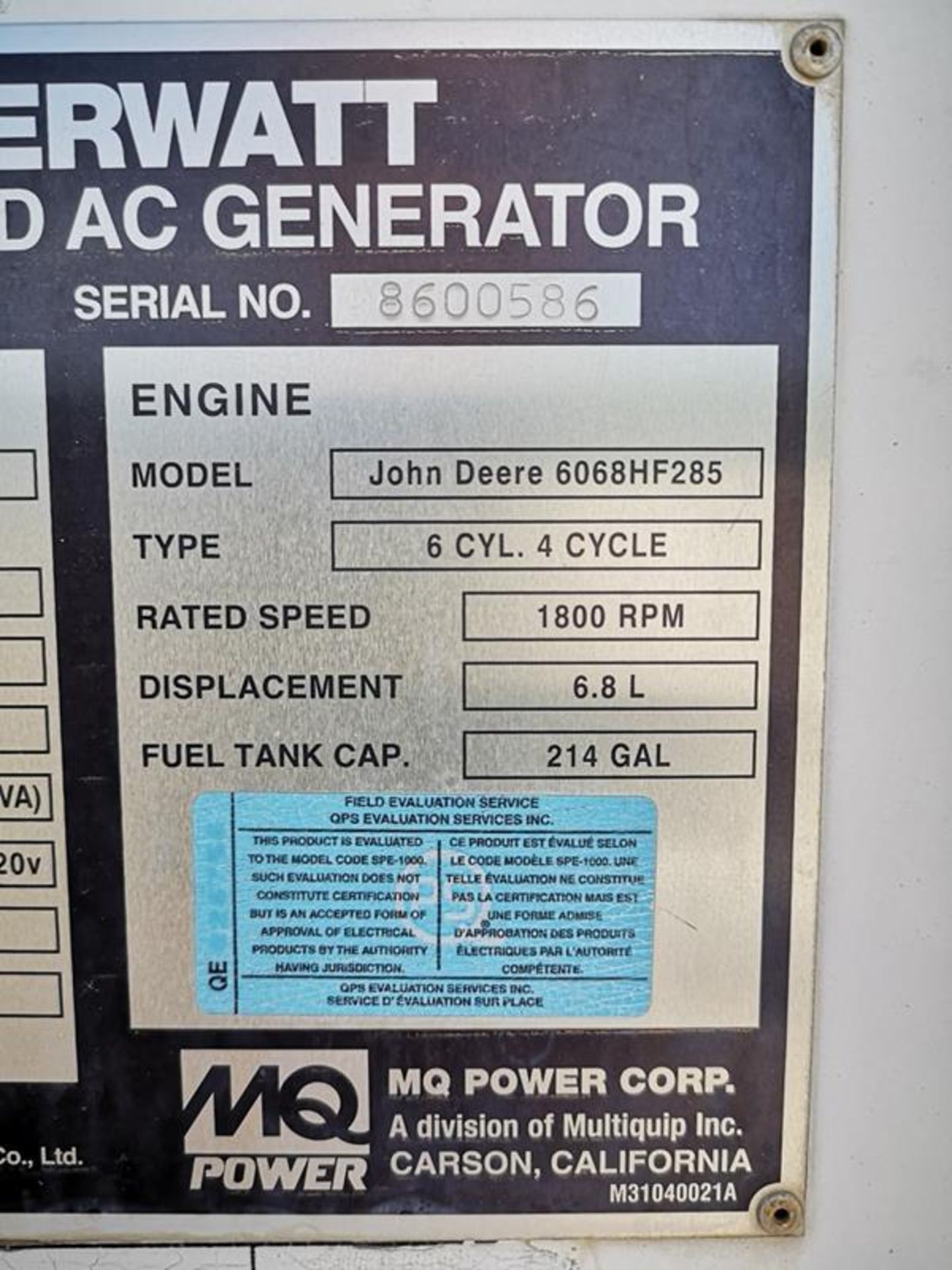 MULTIQUIP, WHISPERWATT, ULTRA SILENT, 150 KVA, TRAILER MOUNTED, DIESEL GENERATOR, 2335 HOURS, 2015 - Image 13 of 15