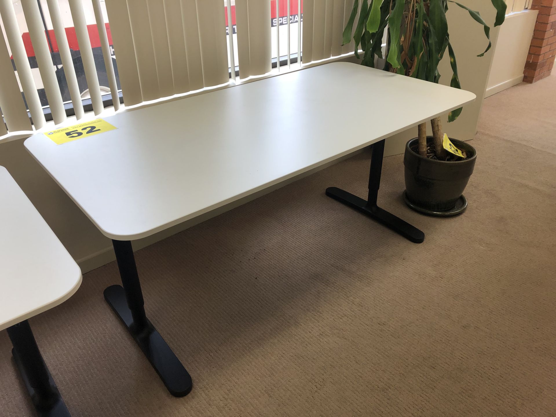 WHITE DESK WITH METAL LEGS