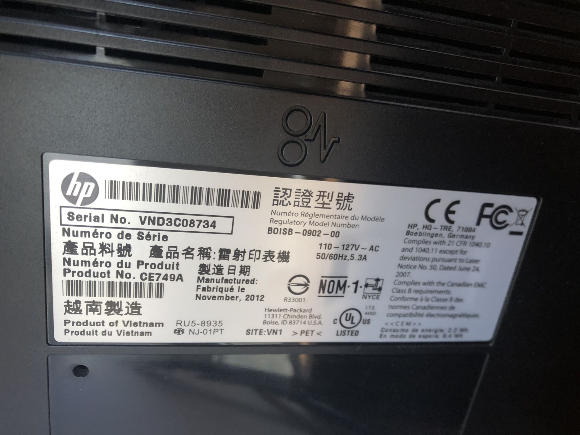 HP, LASERJET P1606DN, LASER PRINTER, S/N VND3C08734, 2012 - Image 2 of 2