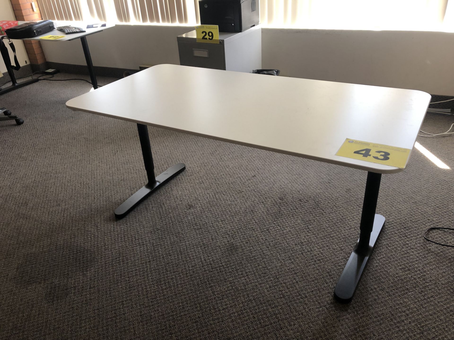 WHITE DESK WITH METAL LEGS