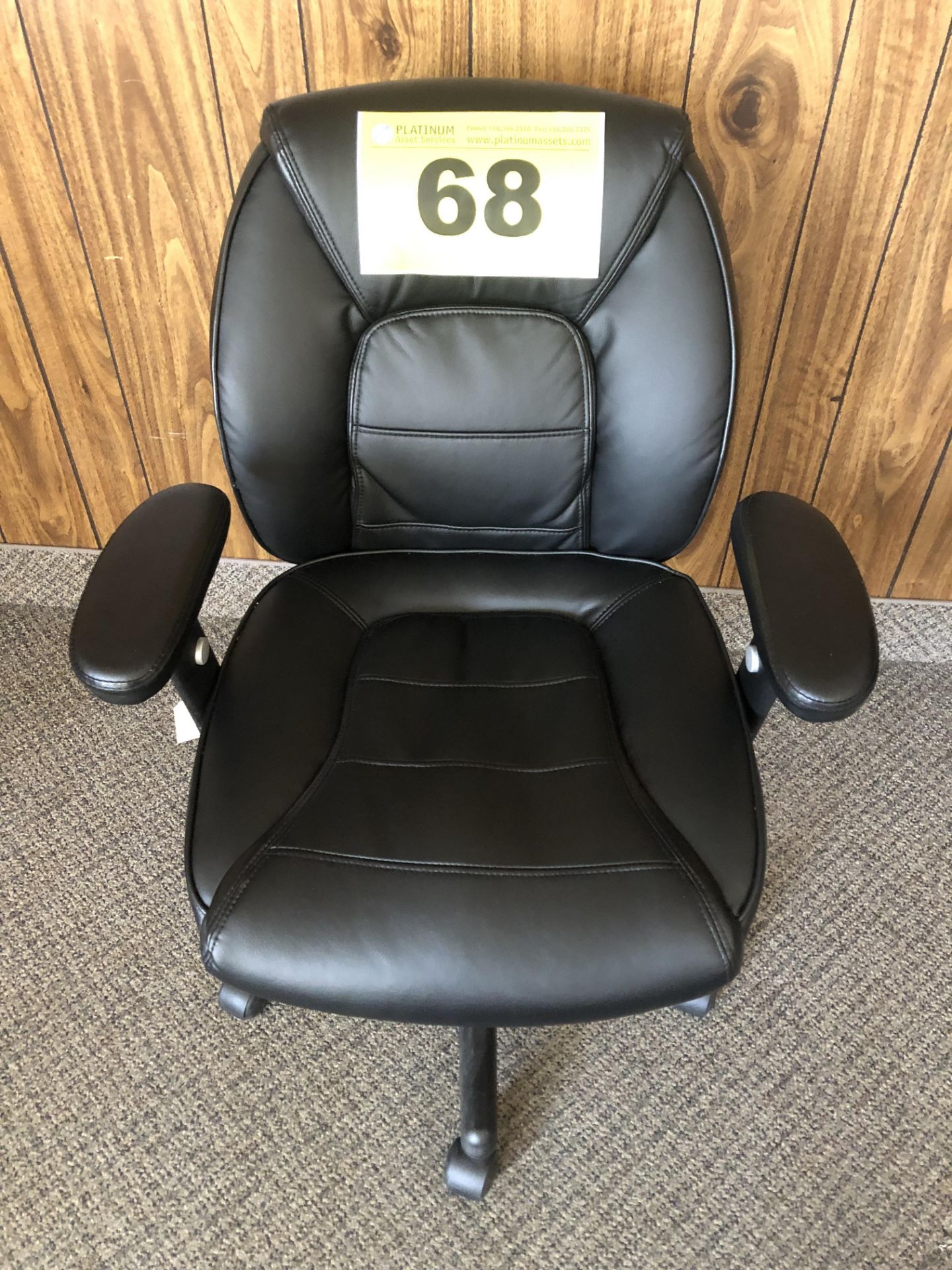 BLACK, LEATHER, OFFICE CHAIR ON CASTERS