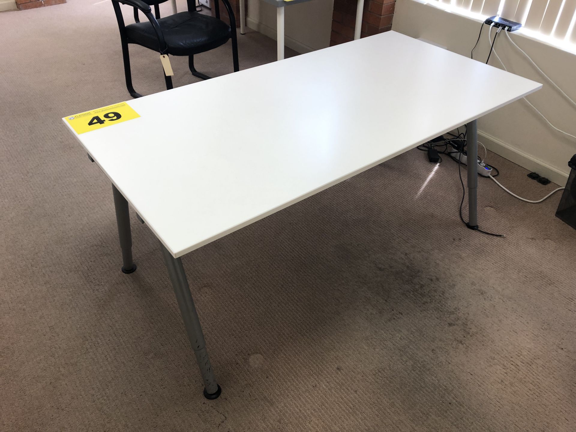 WHITE DESK WITH METAL LEGS