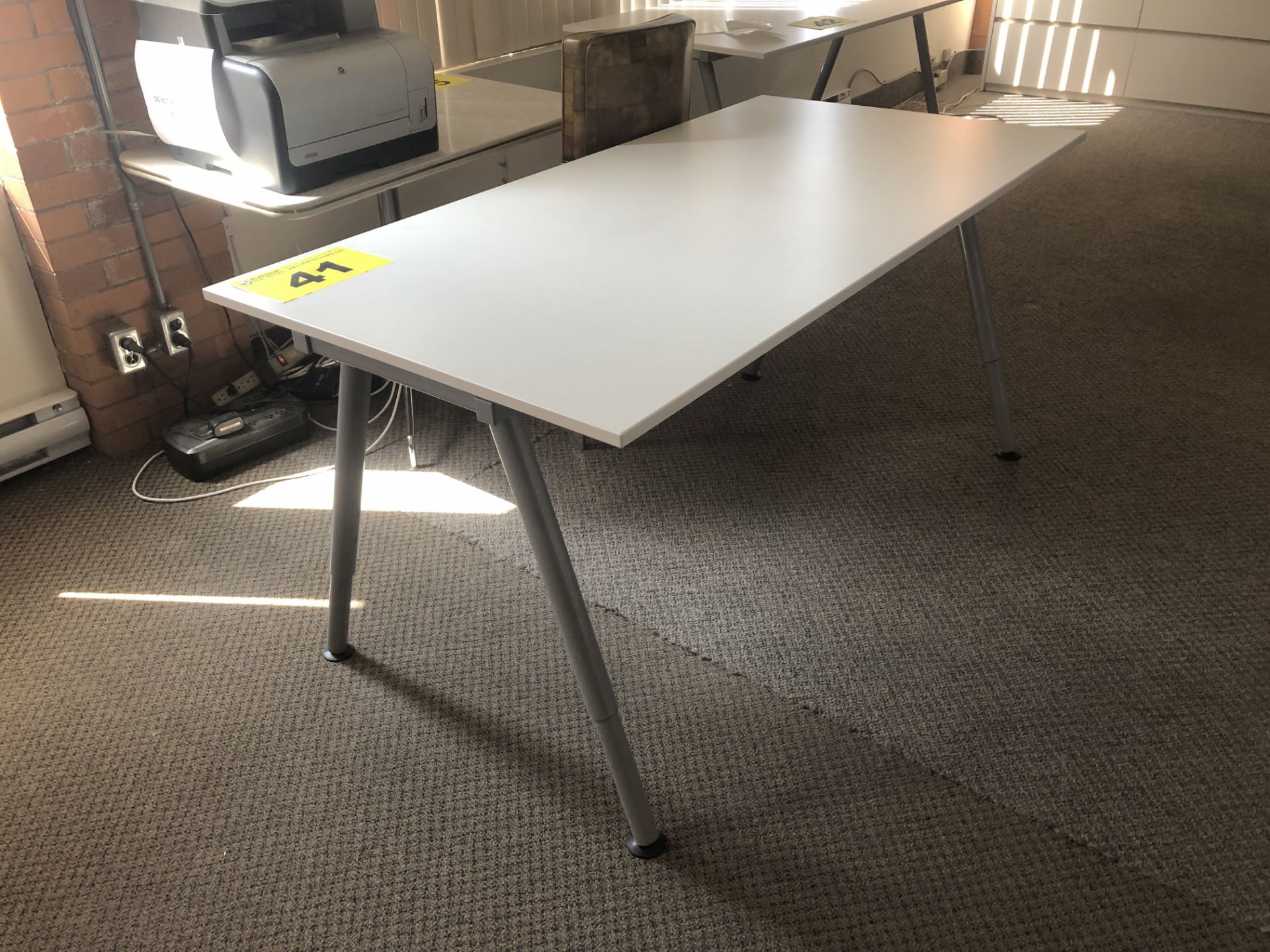 WHITE DESK WITH METAL LEGS