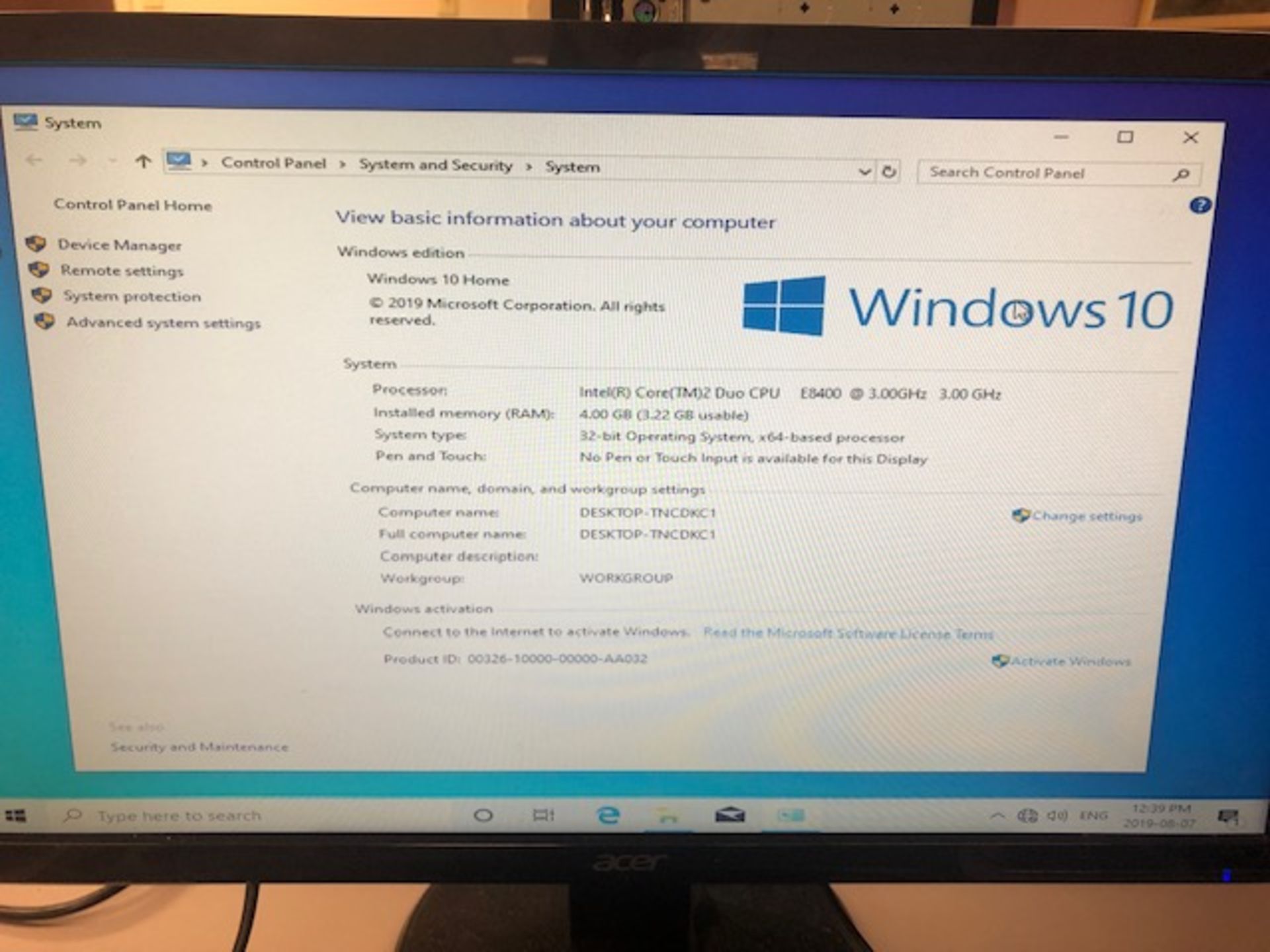 LG, DESKTOP COMPUTER, INTEL 2DUO, CPU E8400 @ 3.0 GHZ, 4 GB RAM, WINDOWS 10 OPERATING SYSTEM, S/N - Image 4 of 5