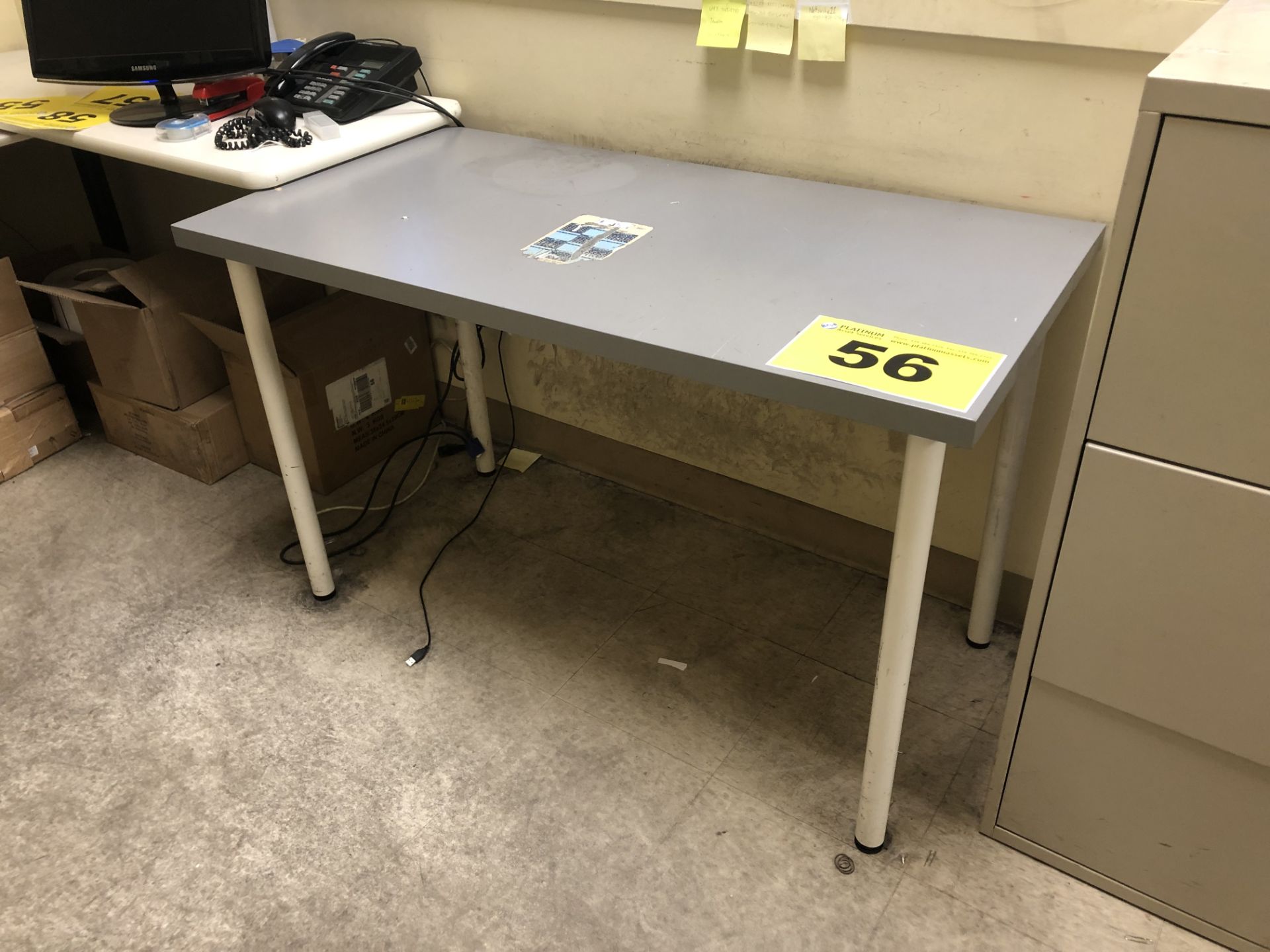 GRAY DESK WITH METAL LEGS