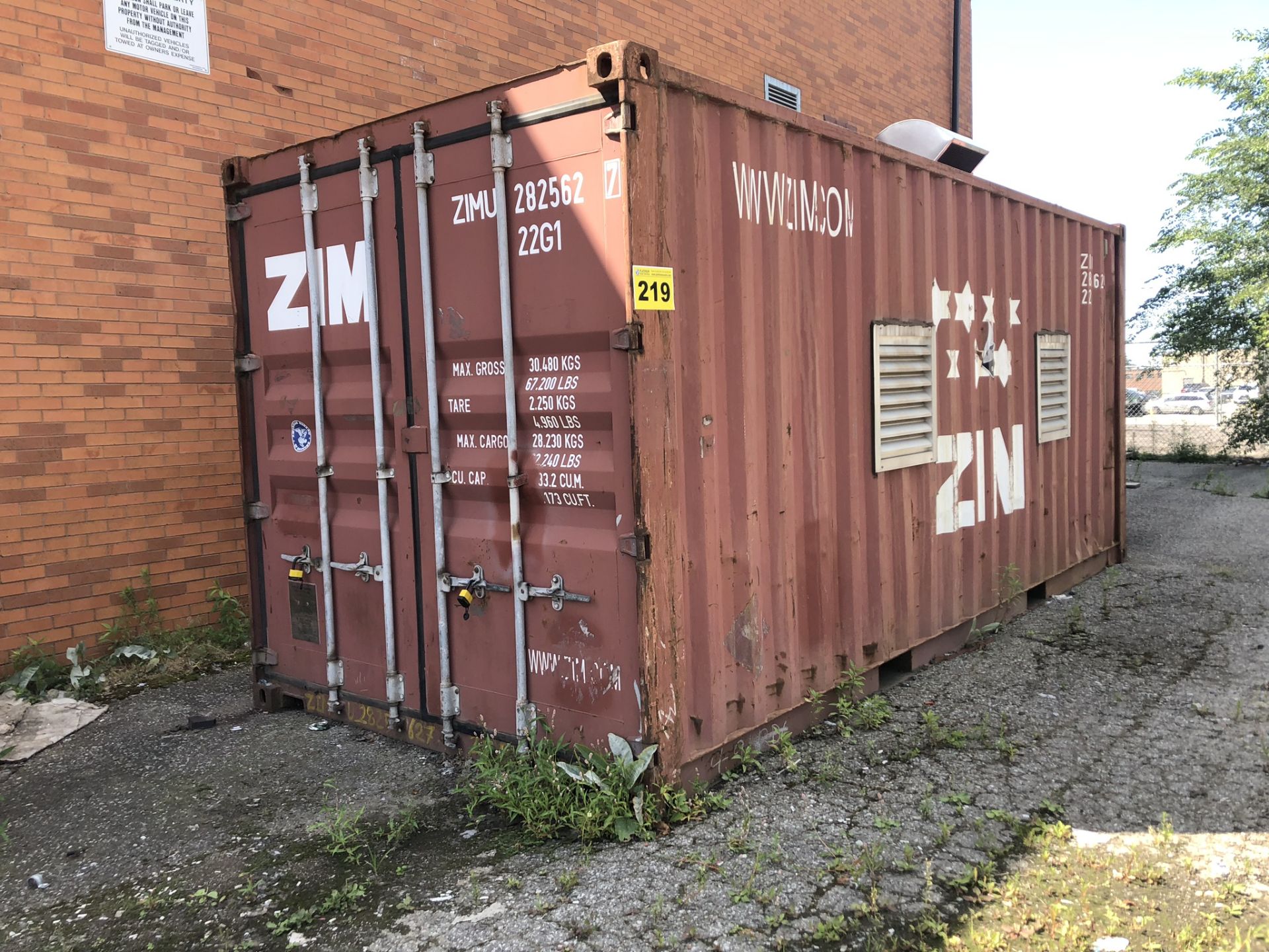 ZIM, 20' SEA CONTAINER) (CONTAINER IS CONNECTED TO ELECTRICAL. DISCONNECT FEE IS $200)