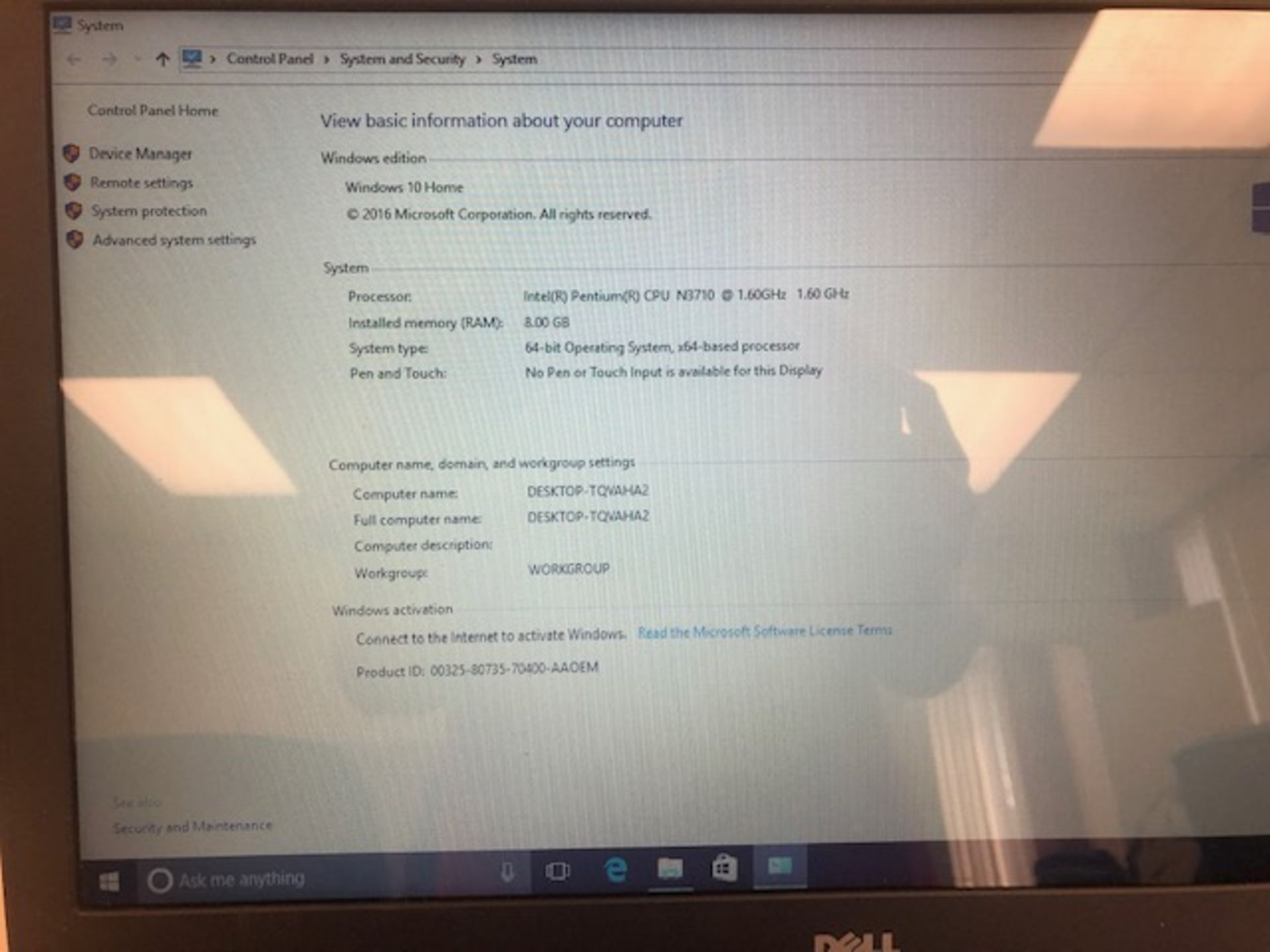 DELL, INSPIRON 15, LAPTOP COMPUTER, INTEL PENTIUM PROCESSOR, N3710 @ 2.56 GHZ, 15.6" DISPLAY - Image 2 of 4