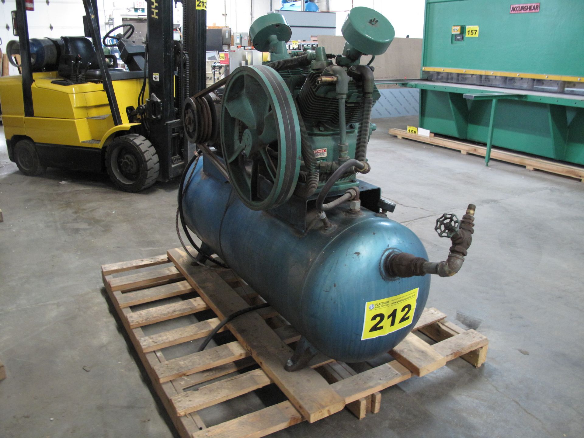 LINCOLN, 10 HP, TANK MOUNTED AIR COMPRESSOR, 3 PHASE, 575 V AC (RIGGING ($50)