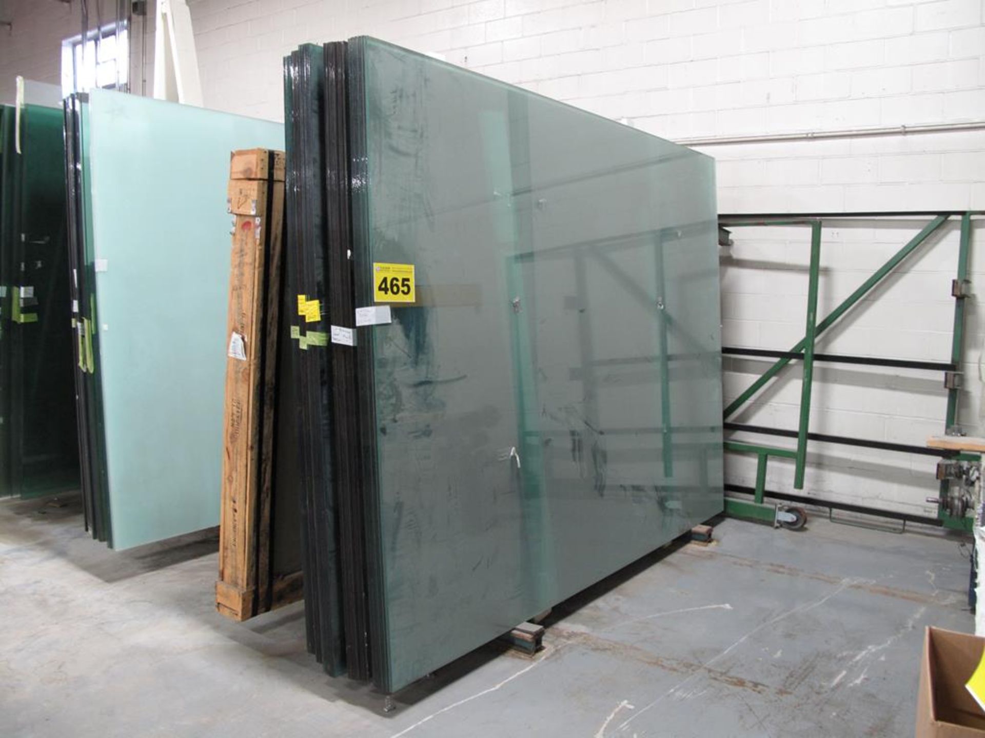 LOT OF (9) 6MM, BLUE/GREEN LAMINATED, GLASS SHEETS, 96'' X 130'' AND (25) 6MM, BRONZE LAMINATED,