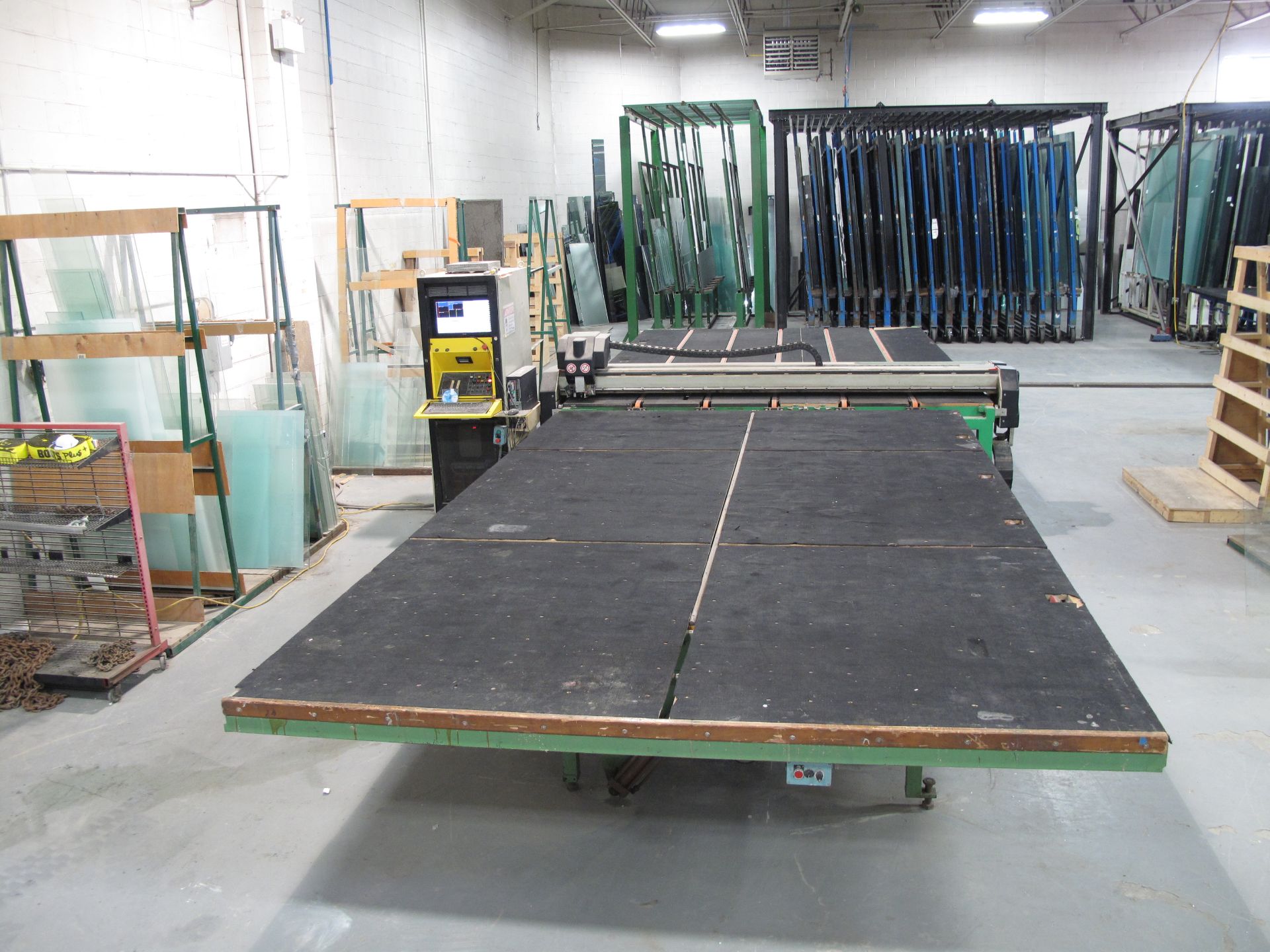 BOTTERO, 340 BCS, 9' X 14' X 10", CNC GLASS CUTTING TABLE WITH HYDRAULIC TILTING OUTFEED TABLE, 2004
