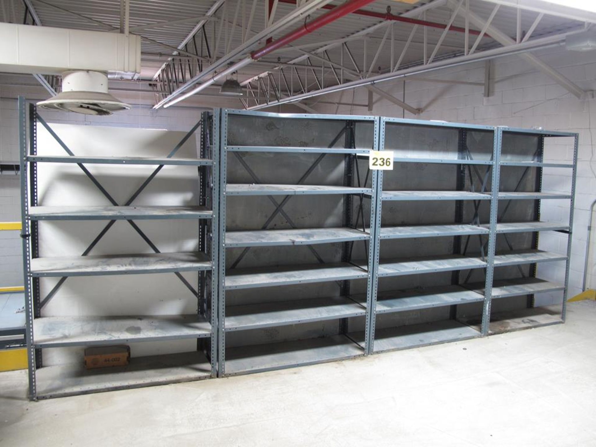 LOT OF (4) SECTIONS OF METAL SHELVING