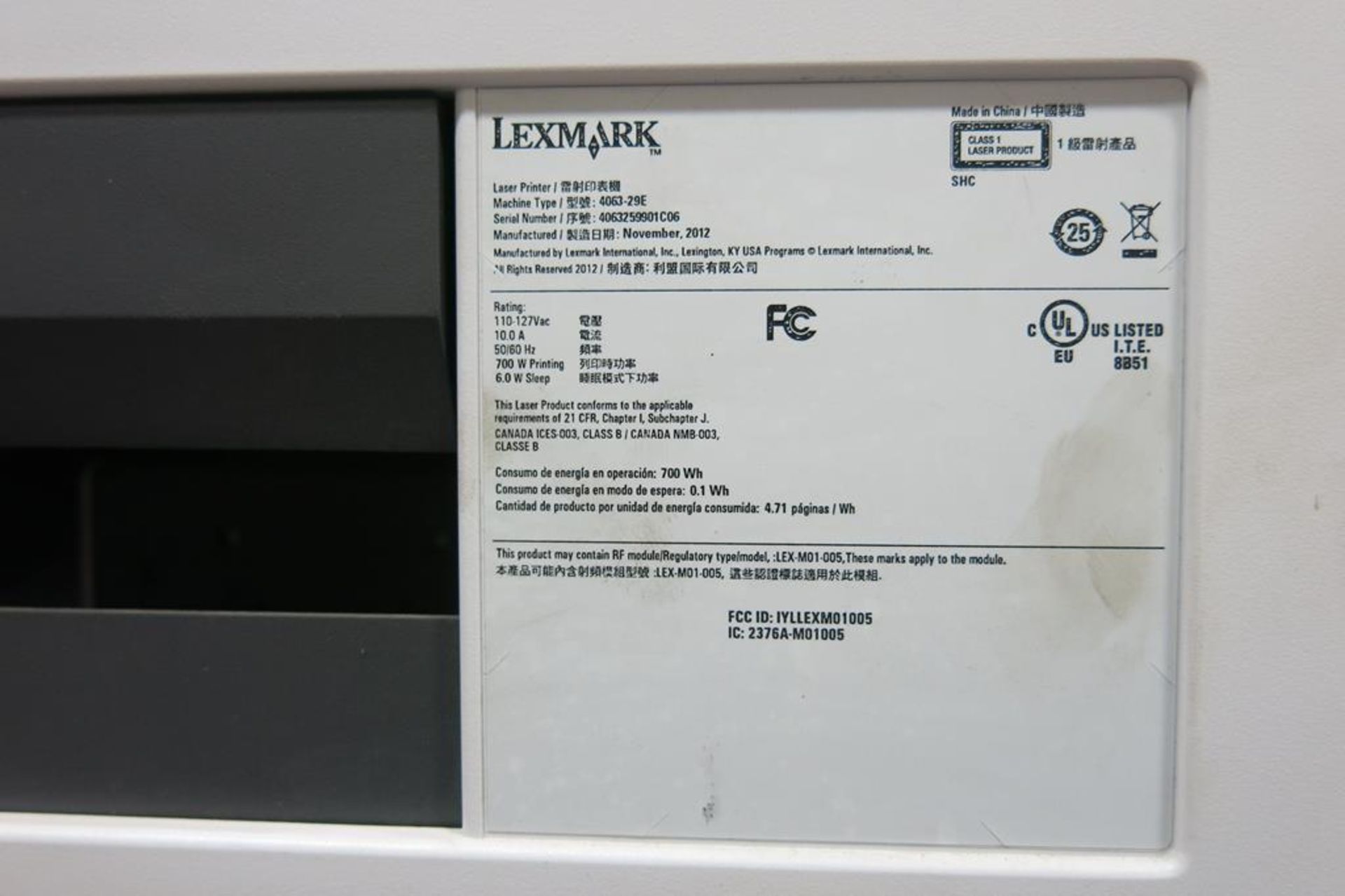 LEXMARK, M5155, MONOCHROME, MULTI-FUNCTION PRINTER - Image 3 of 3