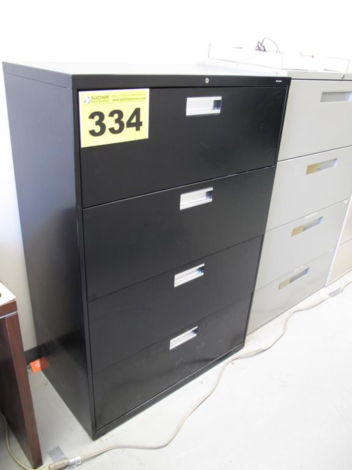 FILING CABINET, BLACK, FOUR DRAWER, LATERAL STEEL