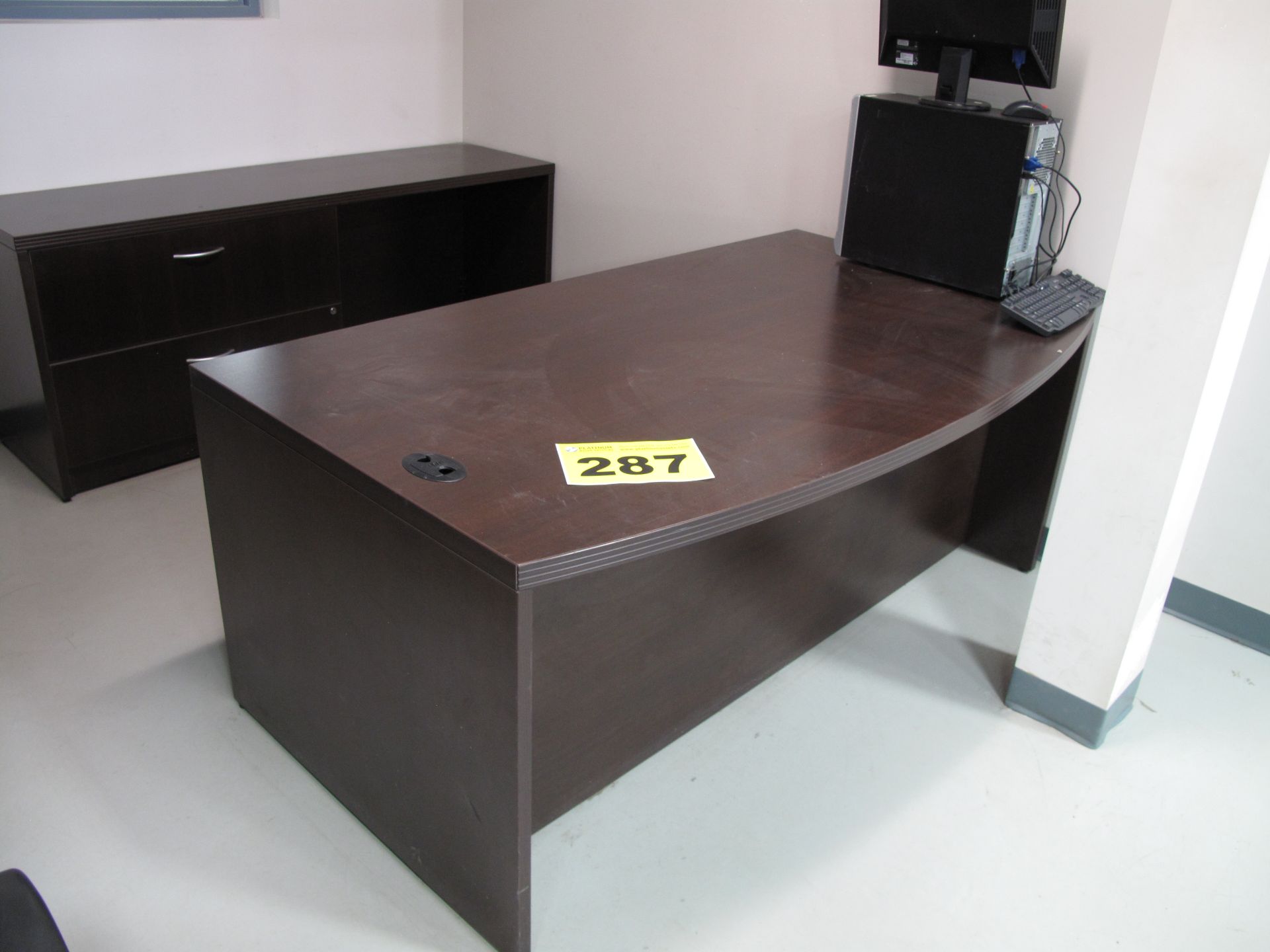 OFFICE DESK, BROWN, TWO DRAWER, 5.5' - Image 2 of 2