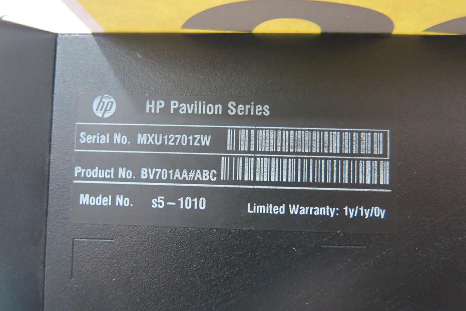 HP, PAVILION S5-1010, DESKTOP COMPUTER, WINDOWS 7 OPERATING SYSTEM, S/N MXU12701ZW - Image 3 of 3