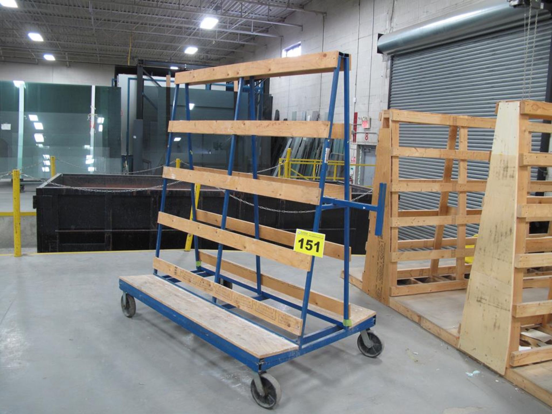GRF, 3,000 LBS (APPROX.), 6' X 6' X 45", DOUBLE SIDED, ROLLING PRODUCTION GLASS RACK WITH FOOT