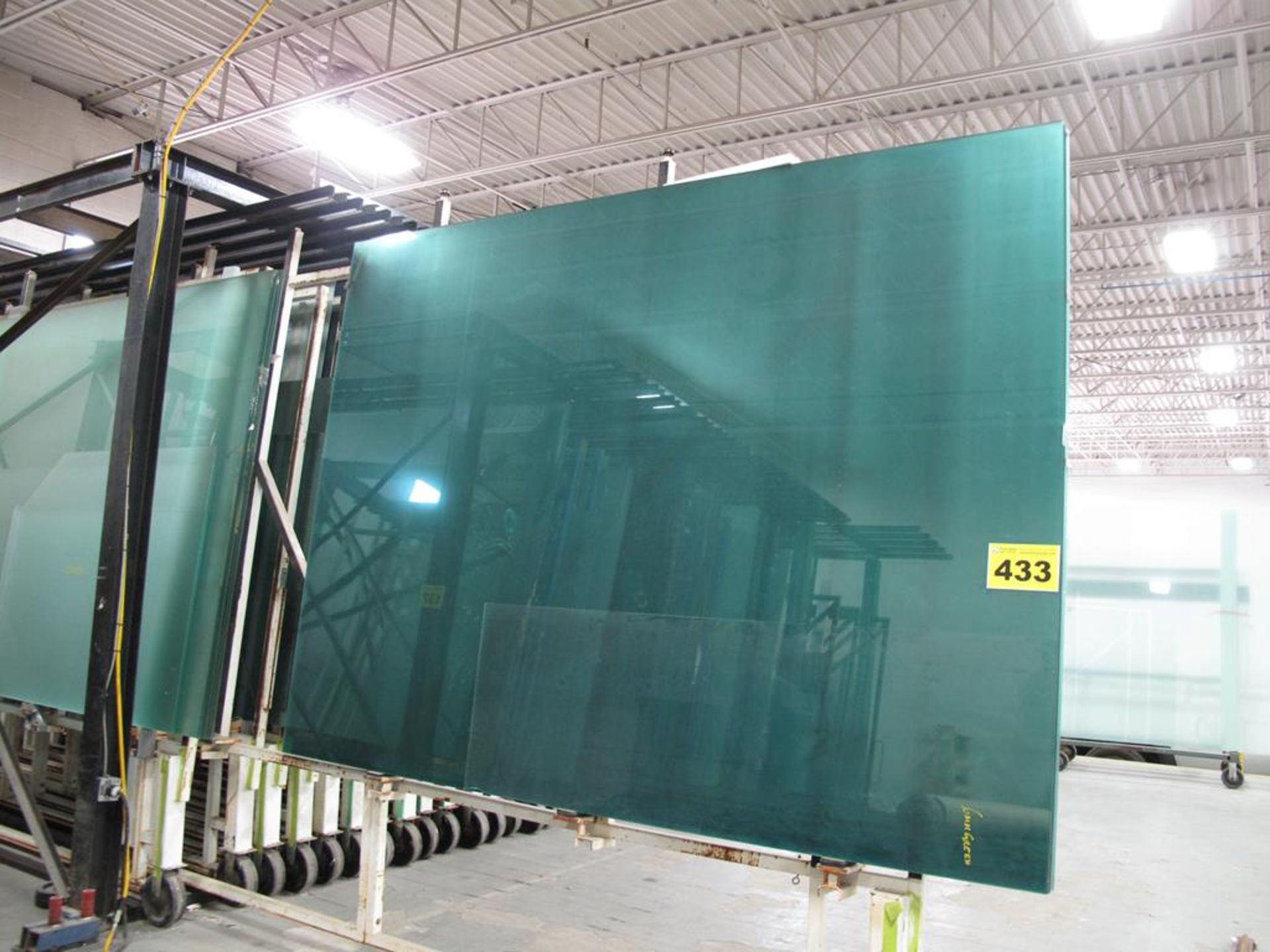 LOT OF (18) 5MM, GREEN GLASS SHEETS, 96'' X 130''
