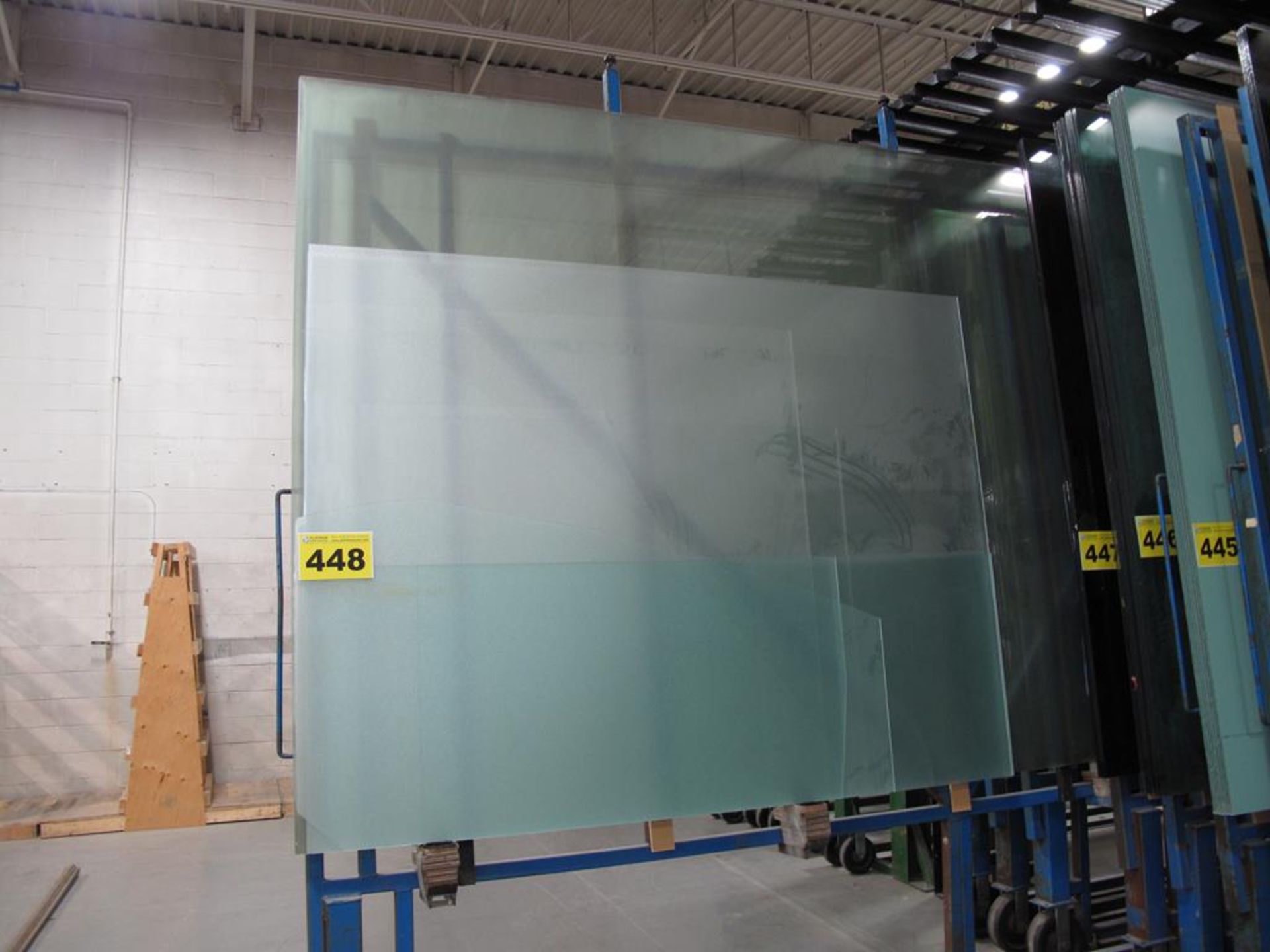 LOT OF (6) 5MM LOW-E GLASS SHEETS 96'' X 130'' AND (1) 5MM, SHOWER, FROSTED GLASS