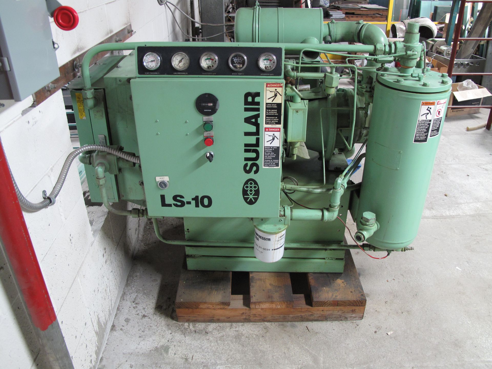 SULLAIR, LS-10, 40 HP, ROTARY SCREW, AIR COMPRESSOR, 125 PSI, 38,384 HOURS, 575 VAC, 3 PH, S/N 003-