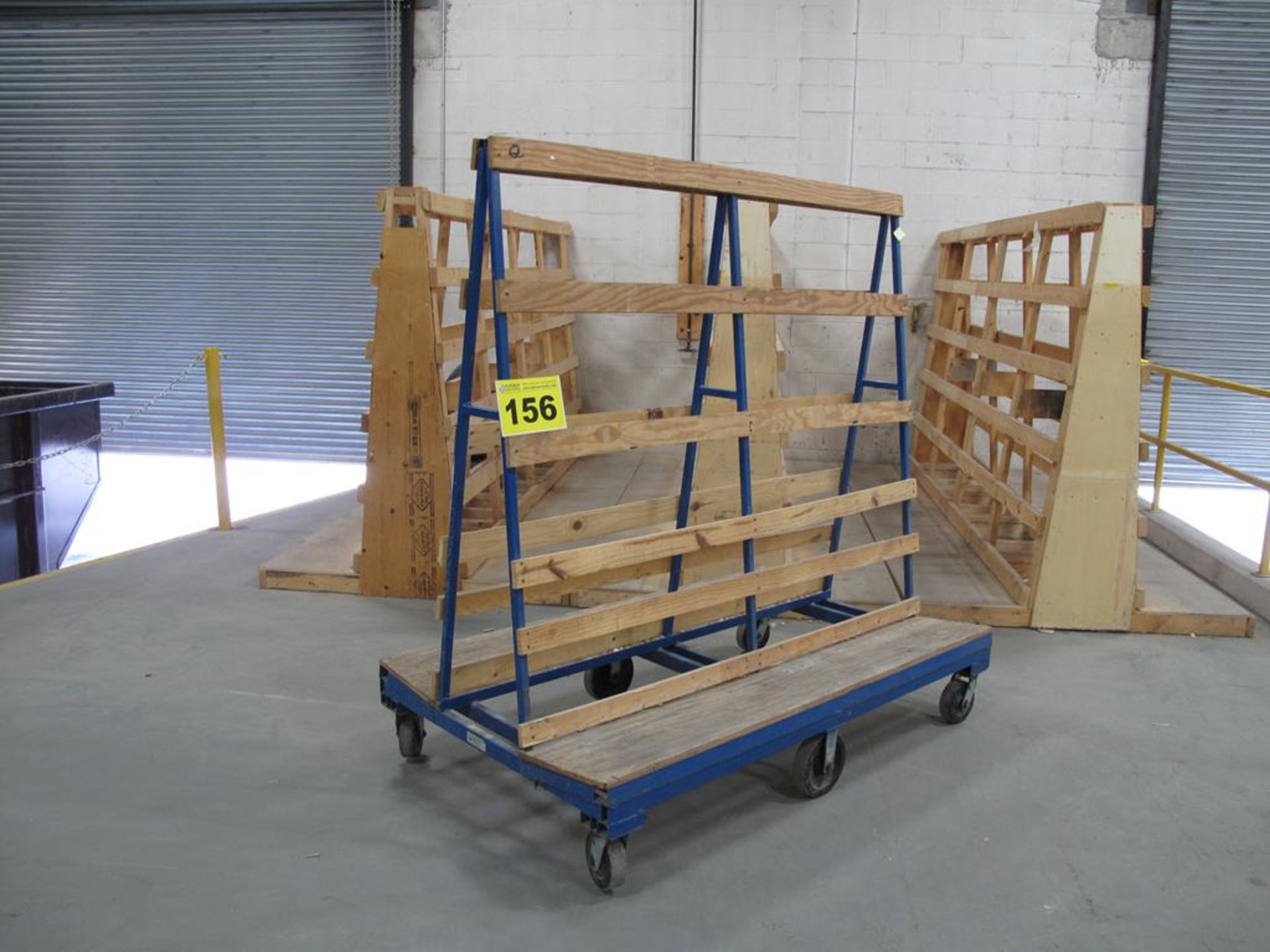 GRF, 3,000 LBS (APPROX.), 5' X 6' X 45", DOUBLE SIDED, ROLLING PRODUCTION GLASS RACK