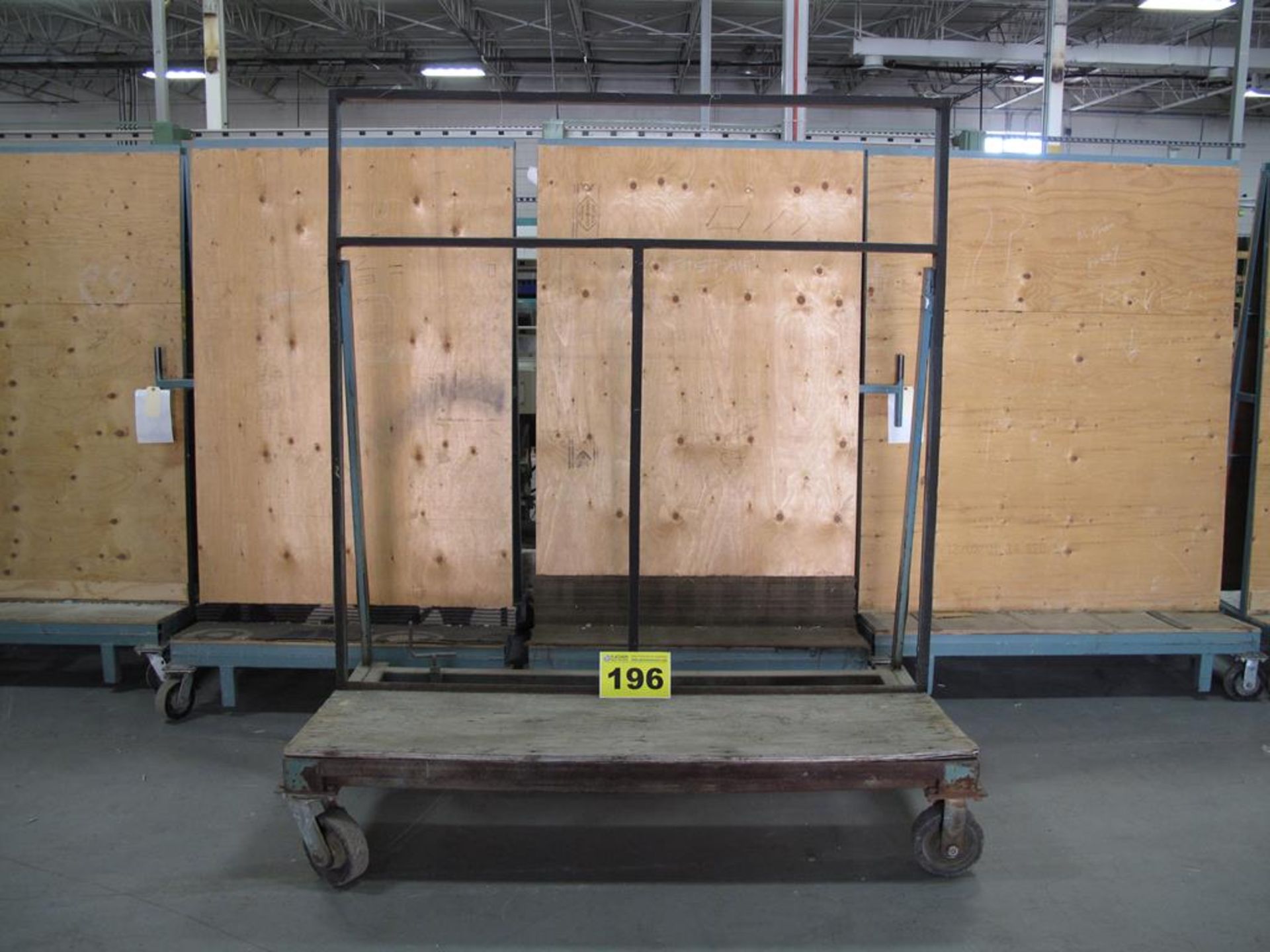 METAL, 3' X 6 'X 7', 3,000 LBS, SINGLE SIDED, ROLLING GLASS PRODUCTION CART