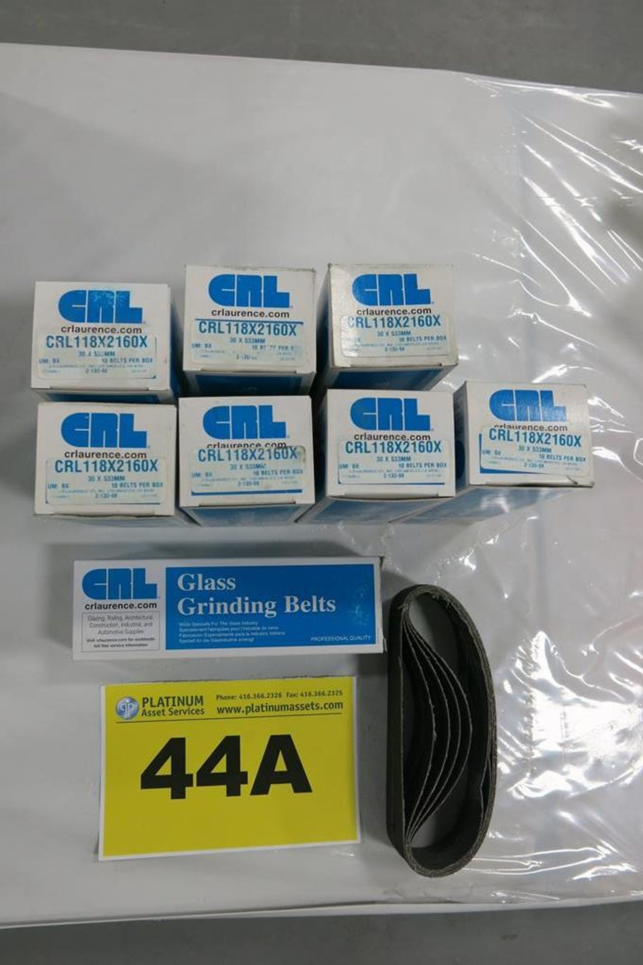 LOT OF CRL, CRL118X2160X, 30MM X 533MM, GLASS GRINDING BELTS (NEW IN BOX)