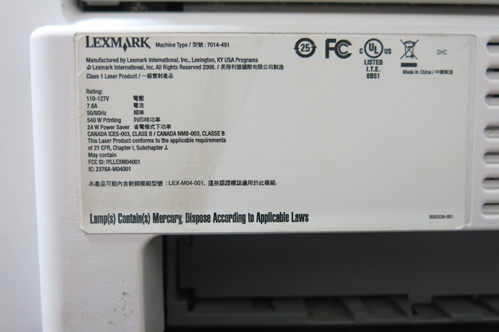 LEXMARK, XS463DE, MONOCHROME, MULTI-FUNCTION, LASER PRINTER - Image 4 of 4