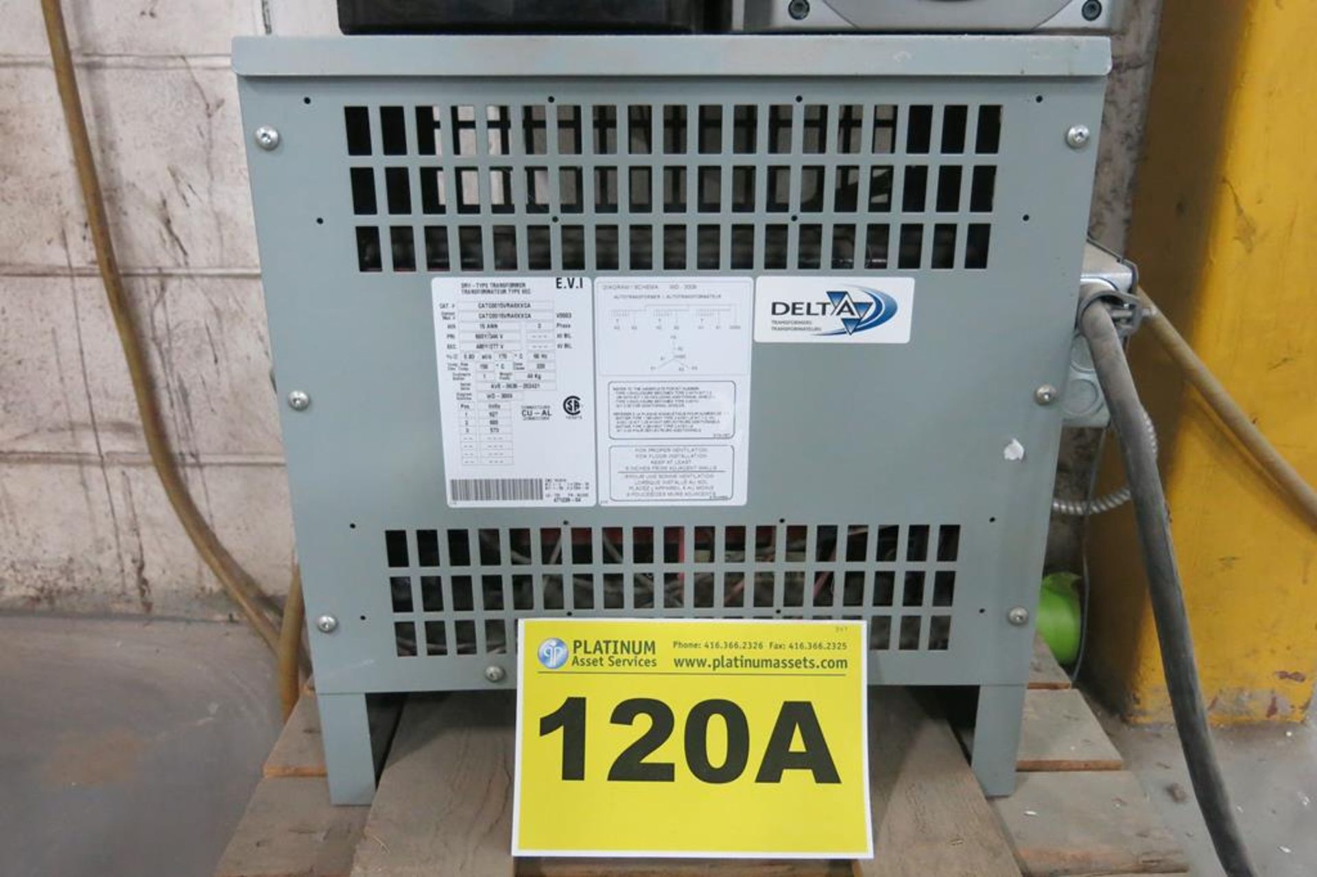 DELTA, 15 KVA, TRANSFORMER, 600 PRIMARY, 480 / 277 SECONDARY