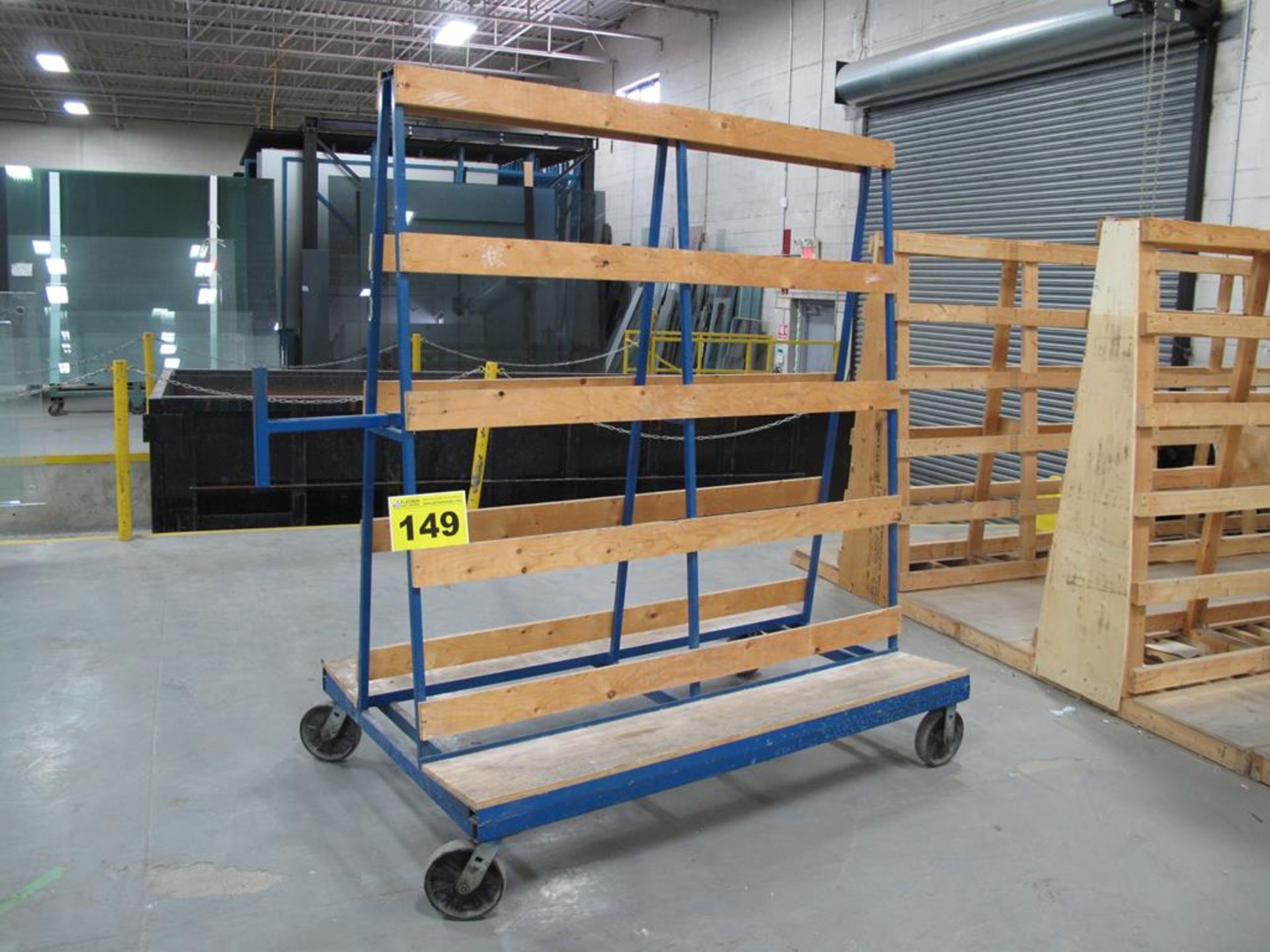 GRF, 3,000 LBS (APPROX.), 6' X 6' X 45", DOUBLE SIDED, ROLLING PRODUCTION GLASS RACK WITH FOOT