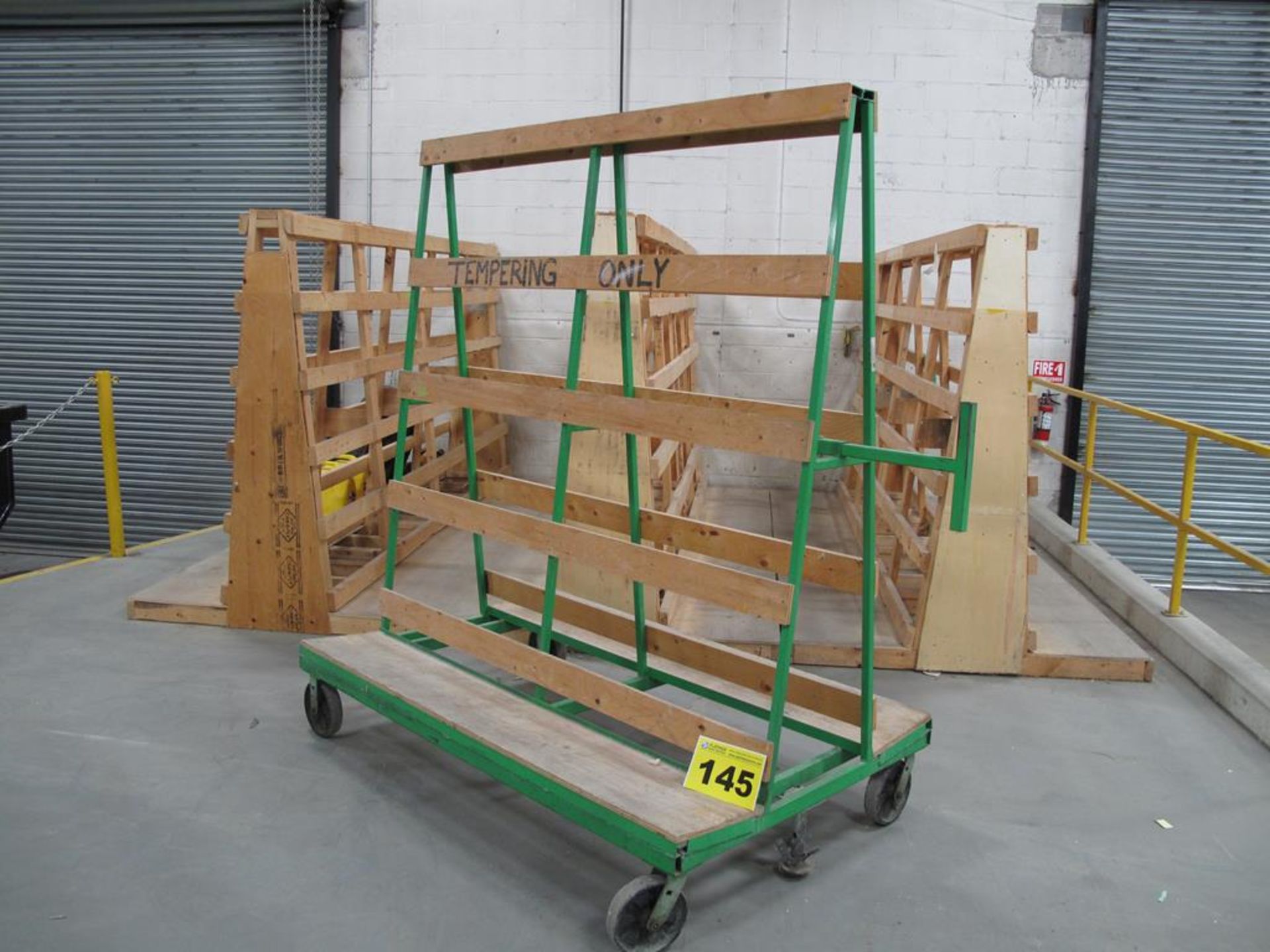 GRF, 3,000 LBS (APPROX.), 6' X 6' X 45", DOUBLE SIDED, ROLLING PRODUCTION GLASS RACK WITH FOOT