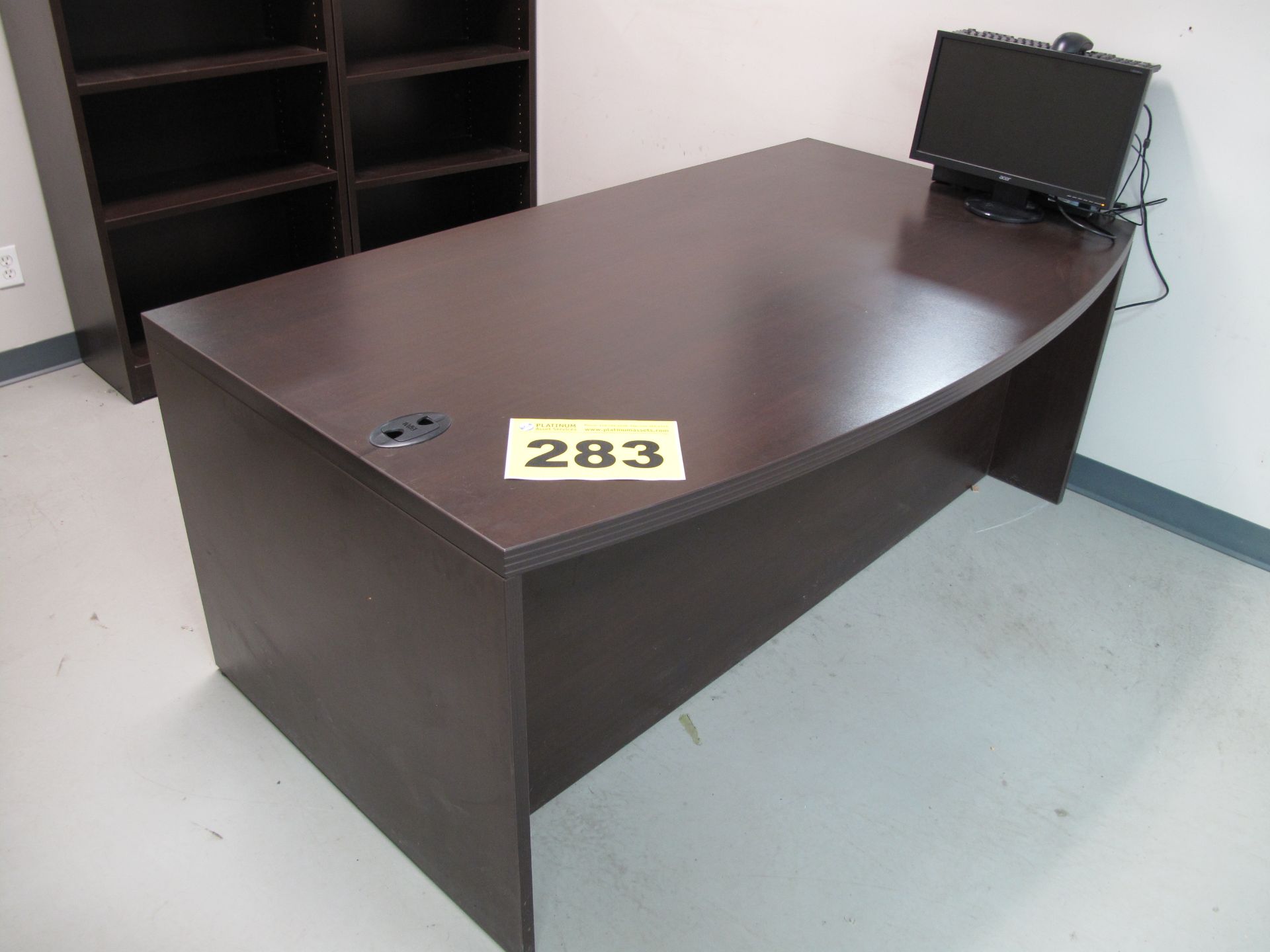 OFFICE DESK, BROWN, TWO DRAWER, 5.5' - Image 2 of 2