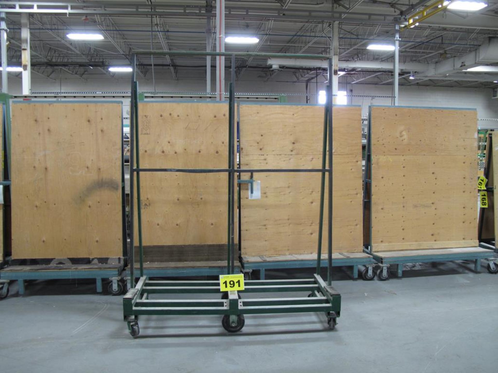 KEAR MFG, 3' X 6 'X 7', 3,000 LBS, SINGLE SIDED, ROLLING GLASS PRODUCTION CART WITH 6 CASTERS