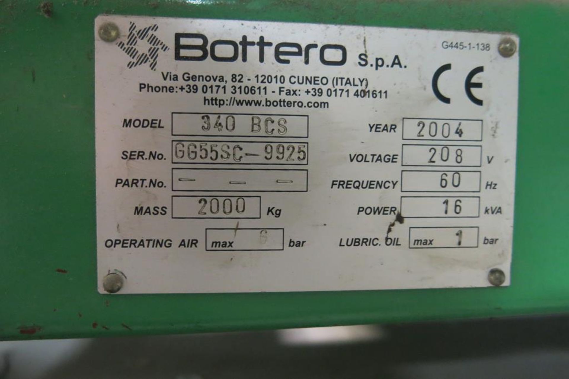 BOTTERO, 340 BCS, 9' X 14' X 10", CNC GLASS CUTTING TABLE WITH HYDRAULIC TILTING OUTFEED TABLE, 2004 - Image 7 of 7