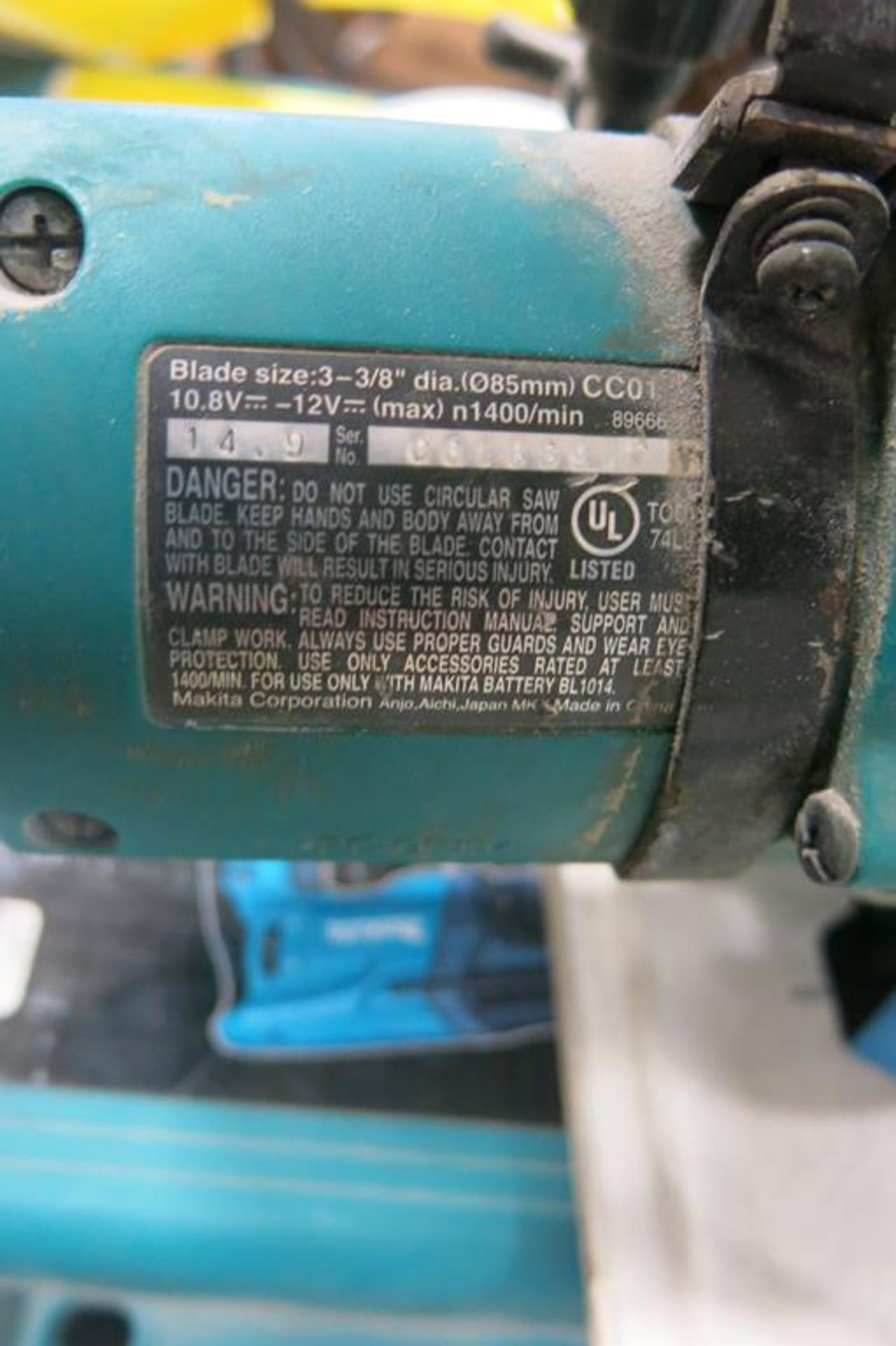 MAKITA, CC01, 3 3/8", WET SAW WITH CHARGER AND BATTERIES, 1,400 RPM, 12VDC - Image 2 of 2