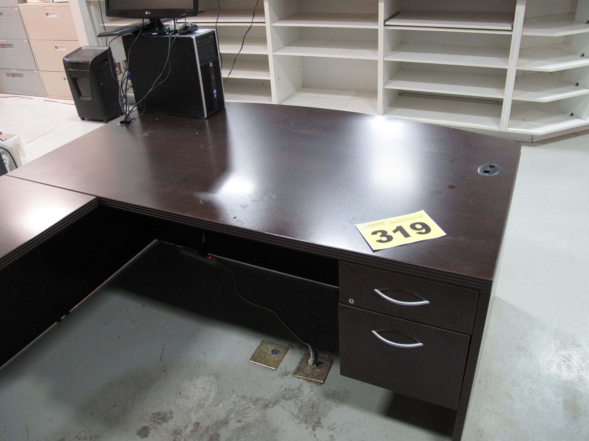 OFFICE DESK, TWO DRAWER, BROWN, 5.5' - Image 2 of 2