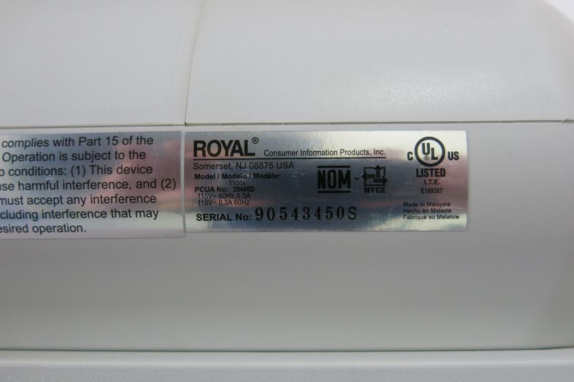 ROYAL, 110 DX, CASH REGISTER, S/N 90543450S (NEW IN BOX) - Image 2 of 2