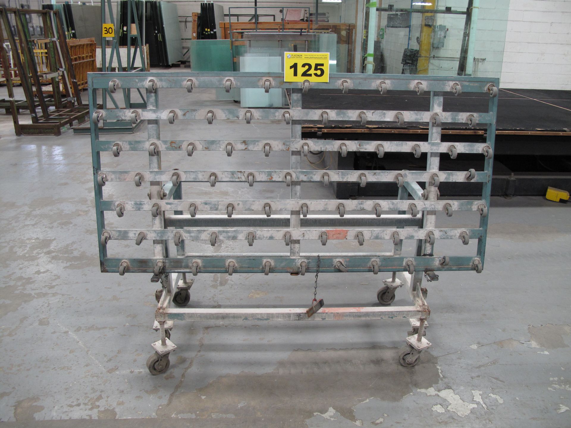 TRANN MFG, 3' X 6', MANUAL TILTING GLASS ROLLER TABLE ON CASTERS - Image 2 of 2