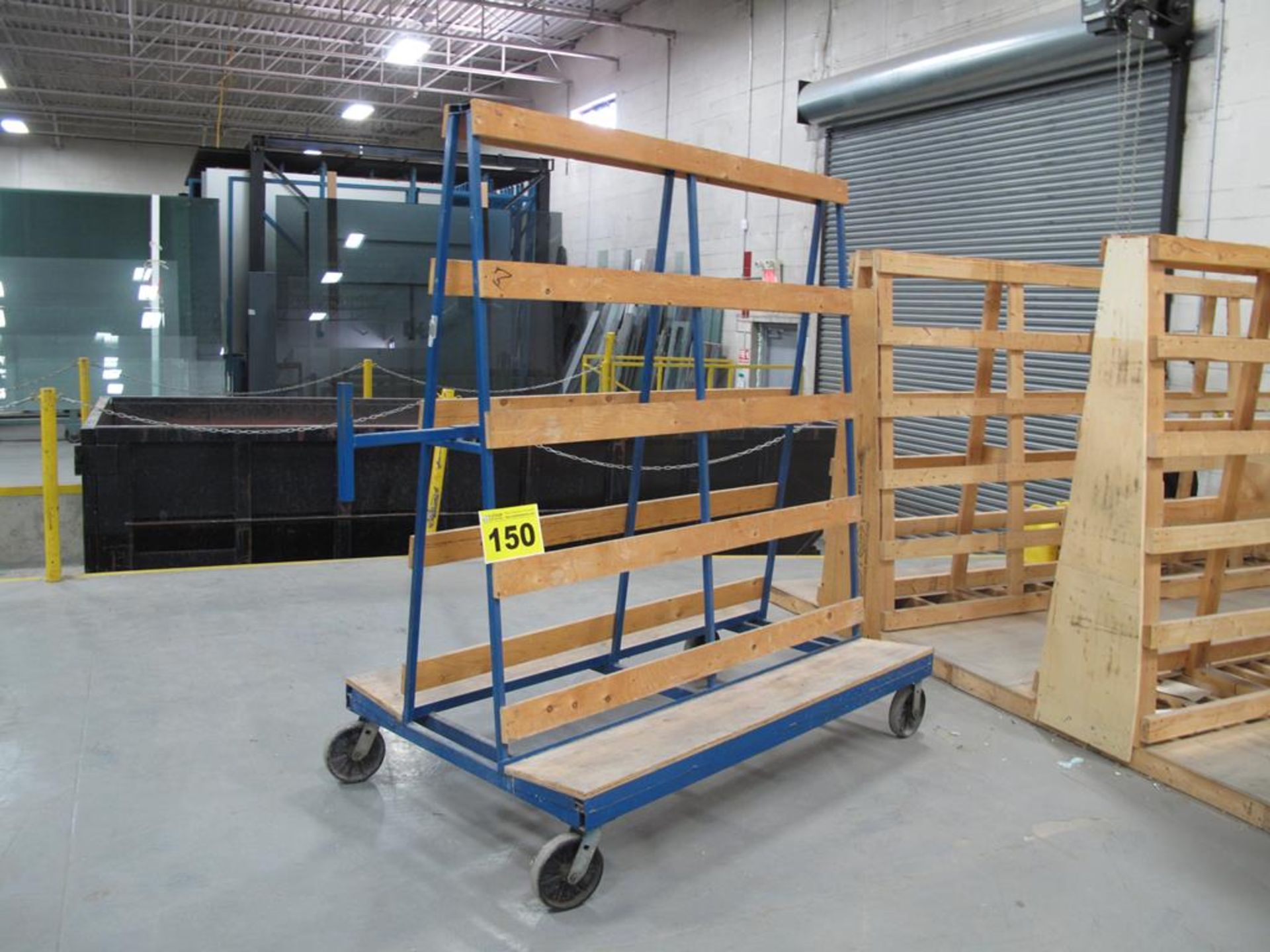 GRF, 3,000 LBS (APPROX.), 6' X 6' X 45", DOUBLE SIDED, ROLLING PRODUCTION GLASS RACK WITH FOOT