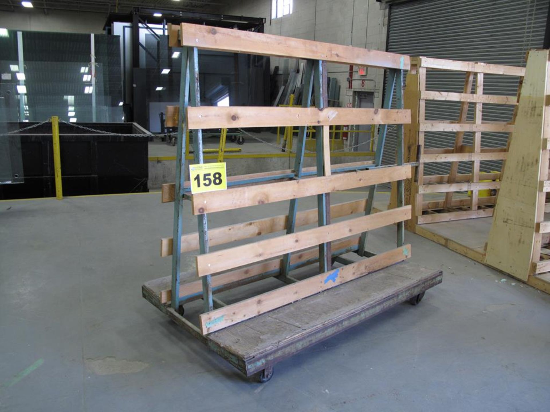 GRF, 3,000 LBS (APPROX.), 5' X 6' X 45", DOUBLE SIDED, ROLLING PRODUCTION GLASS RACK