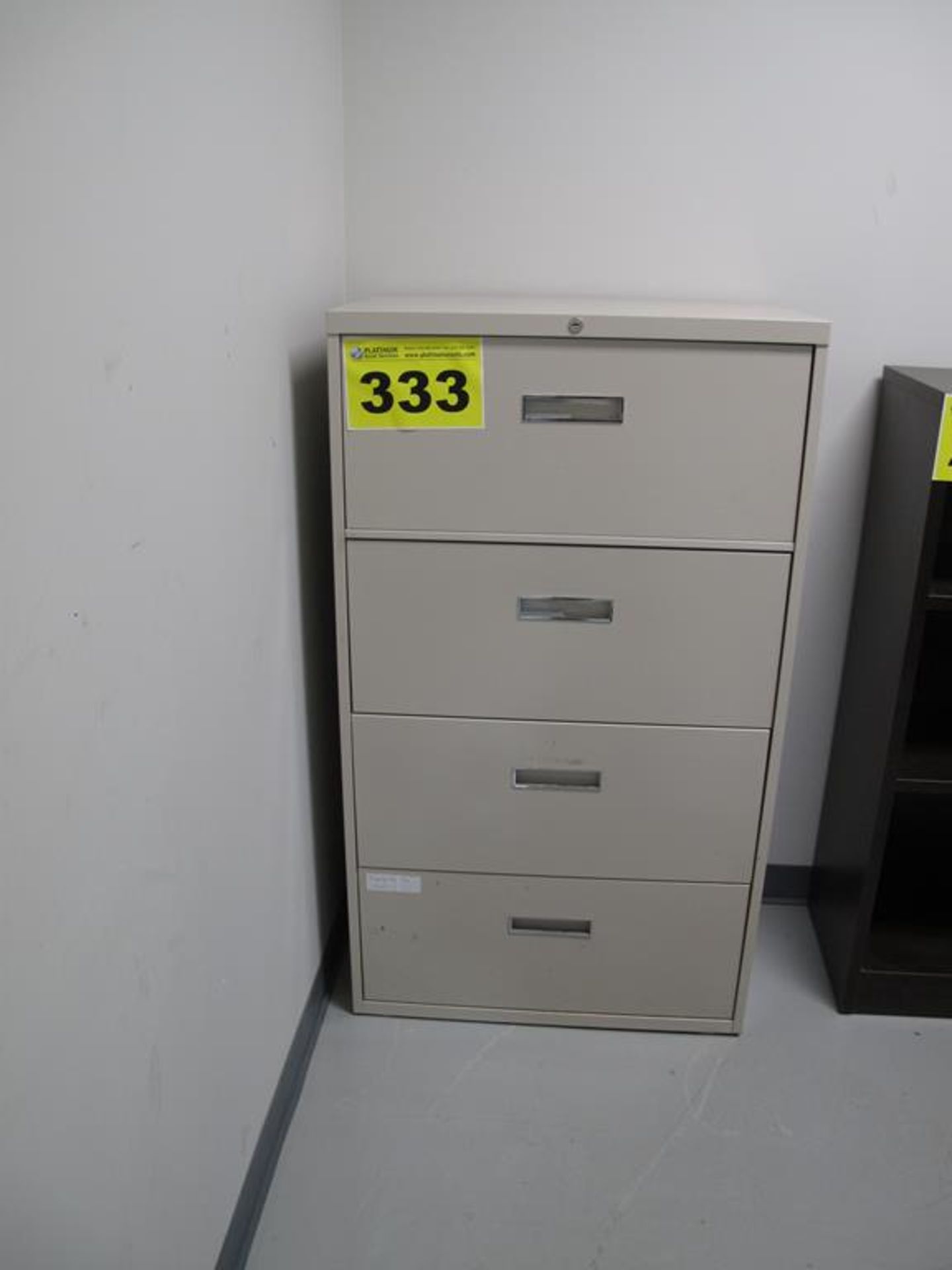 FILING CABINET, BEIGE, FOUR DRAWER, LATERAL STEEL