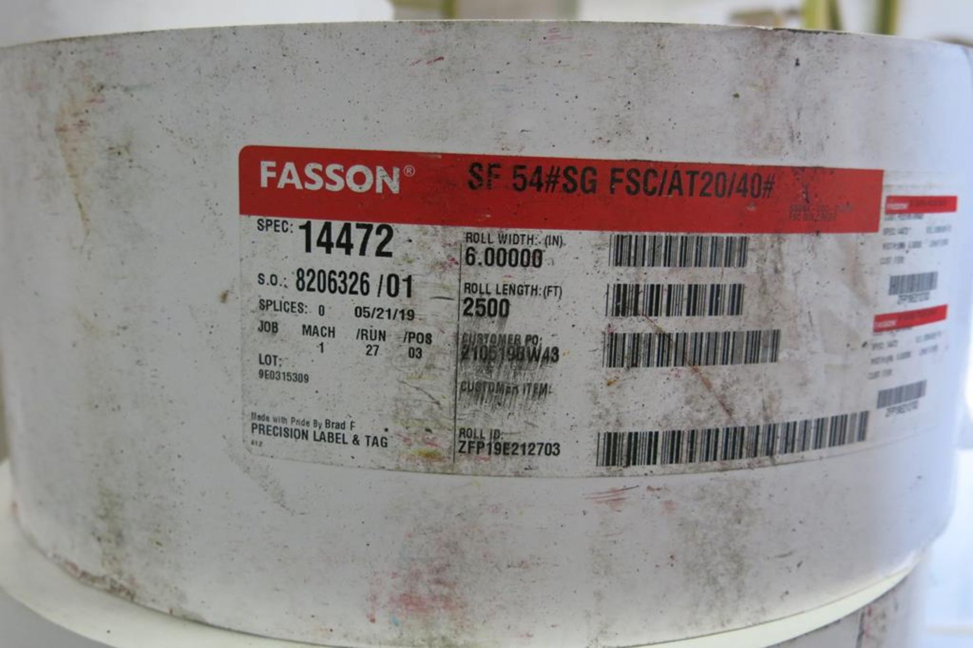 LOT OF LABEL STOCK INCLUDING TORY TAPE, WHITE, REMOVAL, THERMAL, STOCK AND FASSON, 14472, SEMI- - Image 4 of 4