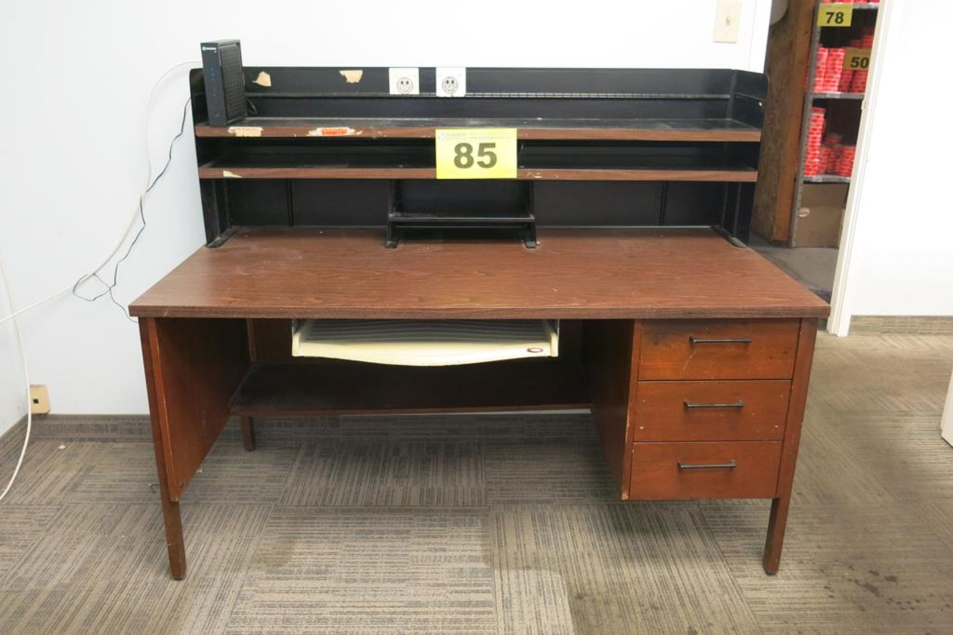 WOOD DESK WITH SHELF