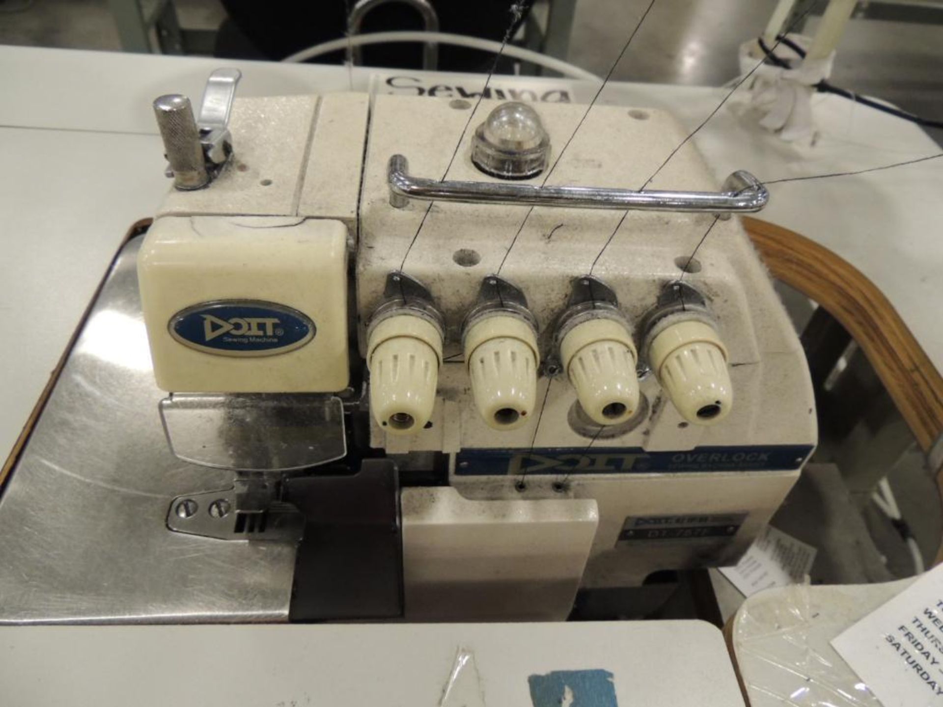 Doit DT 757F 5-Thread Flatbed Super High Speed Industrial Overlock Sewing Machine, on Table