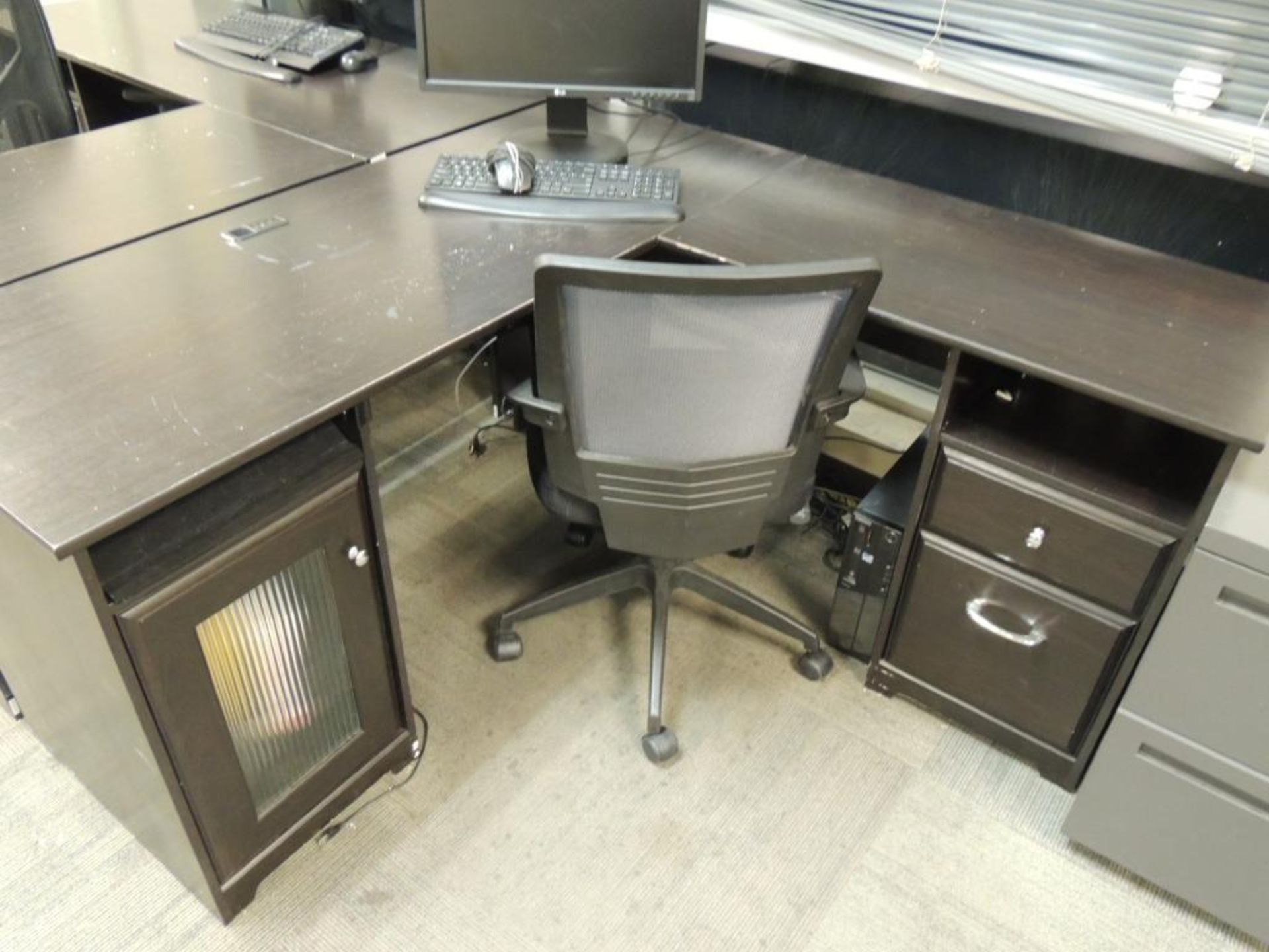 LOT: (2) Desks with Chairs, (2) 2-Drawer File Cabinets - Image 2 of 4