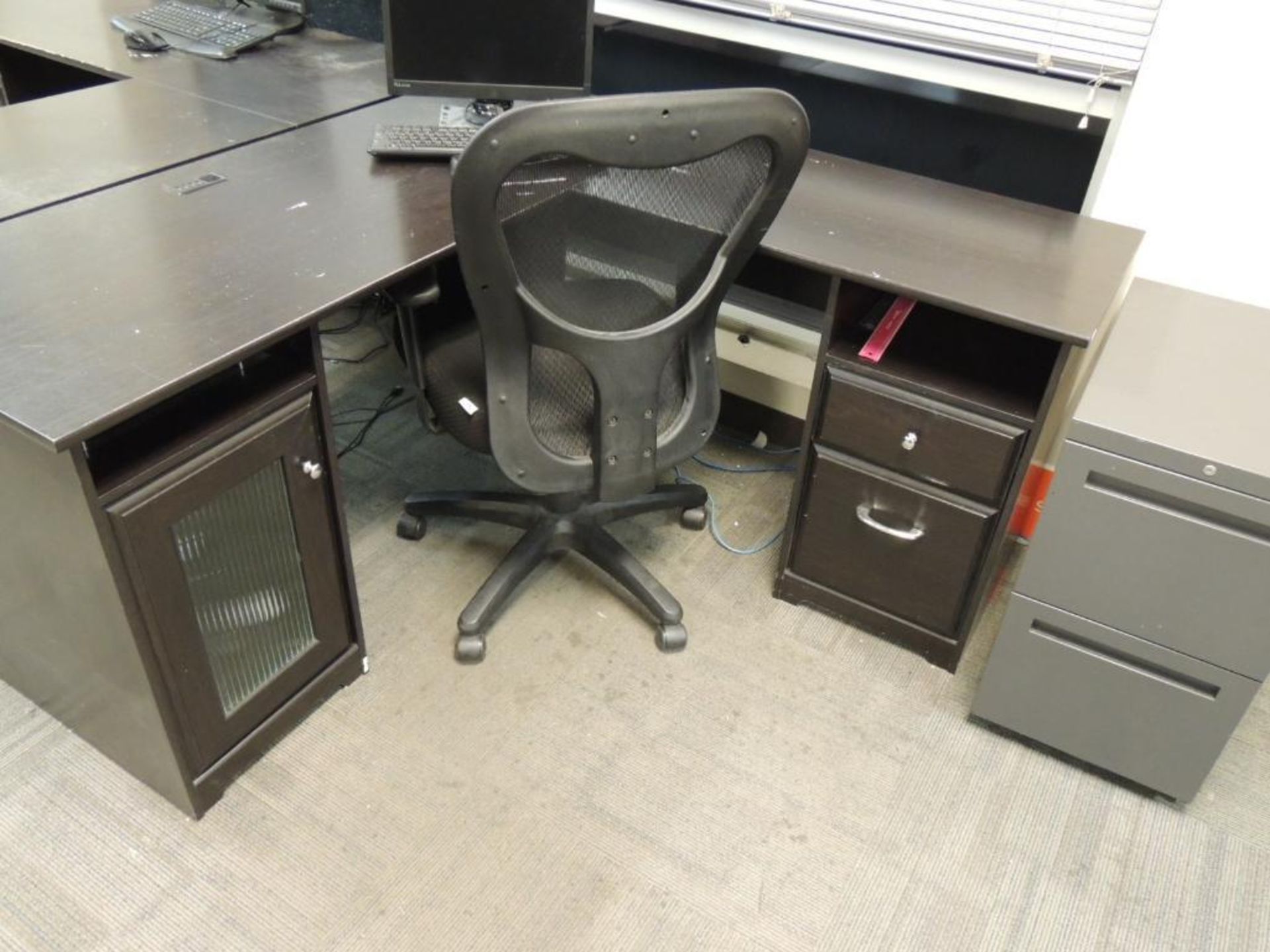 LOT: (2) Desks with Chairs, (2) 2-Drawer File Cabinets