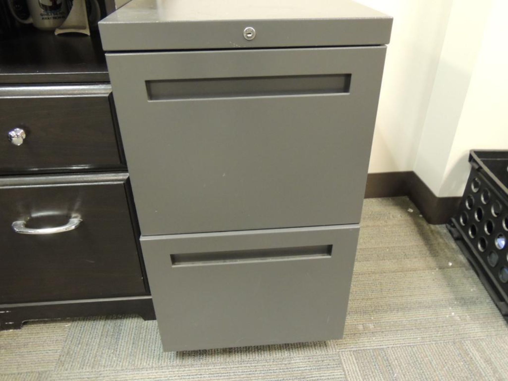 LOT: (2) Desks with Chairs, (2) 2-Drawer File Cabinets - Image 3 of 4
