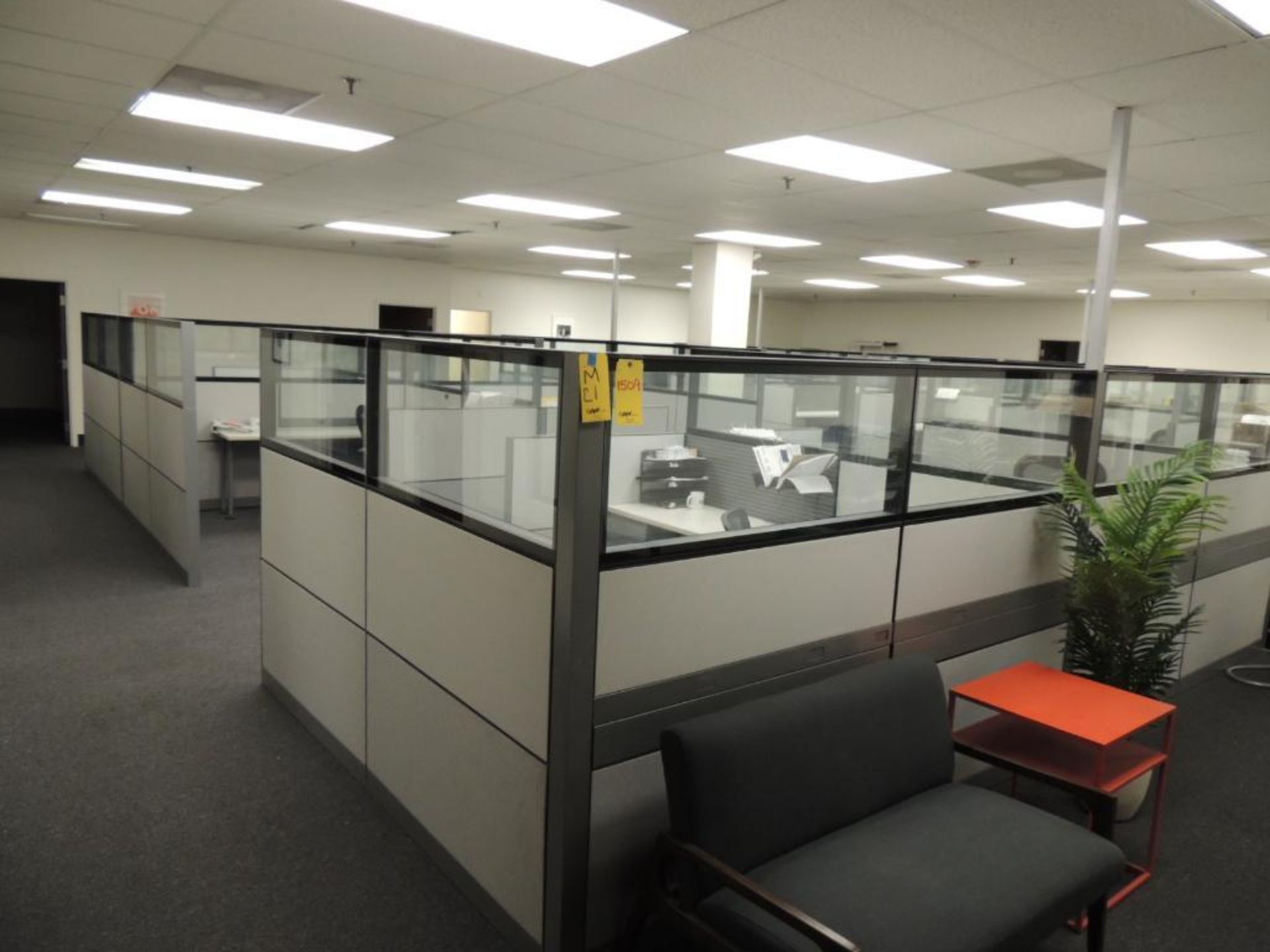 LOT: (6) Cubicle Sections with (8) Desks, Chairs, 3-Drawer File Cabinets - Image 3 of 3