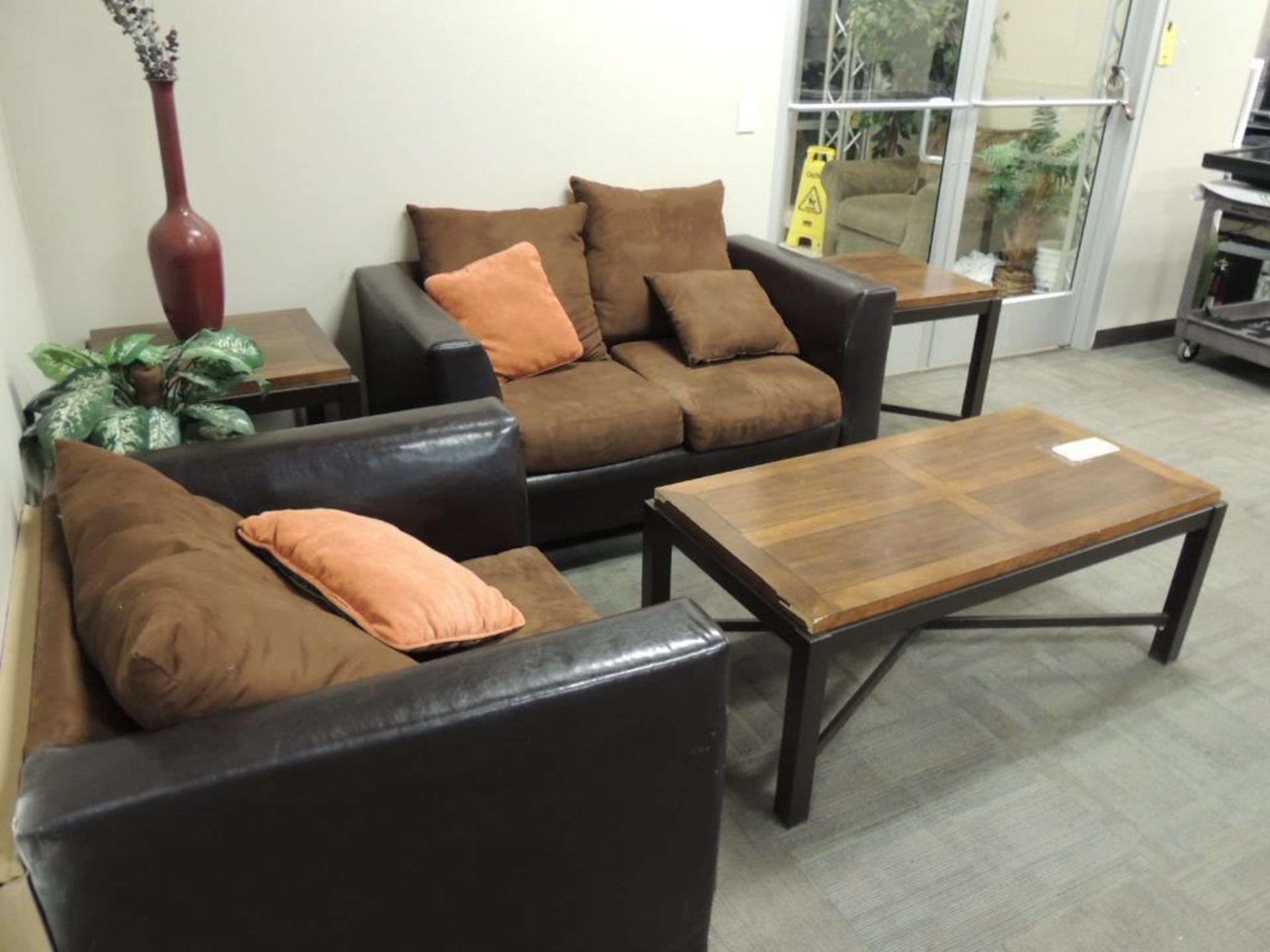 LOT: Contents of Waiting Area including (2) End Tables & Coffee Table by Ashley Furniture, Swivel Ch - Image 2 of 2