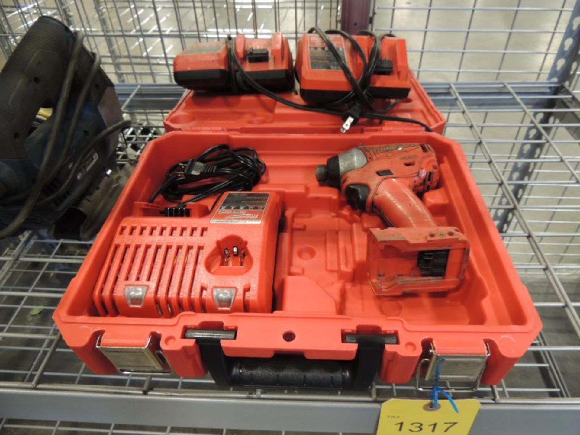 LOT: Milwaukee 1/4 in. Battery Impact with (3) Chargers (no batteries), (1) Ryobi Model JS-481L Jig